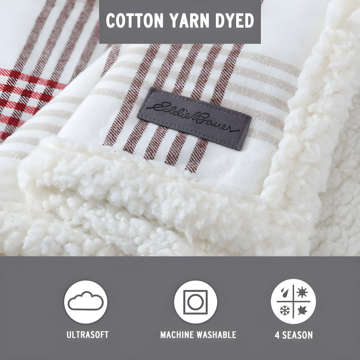 Eddie Bauer Eddie Bauer Printed Flannel/Sherpa Throw Blankets