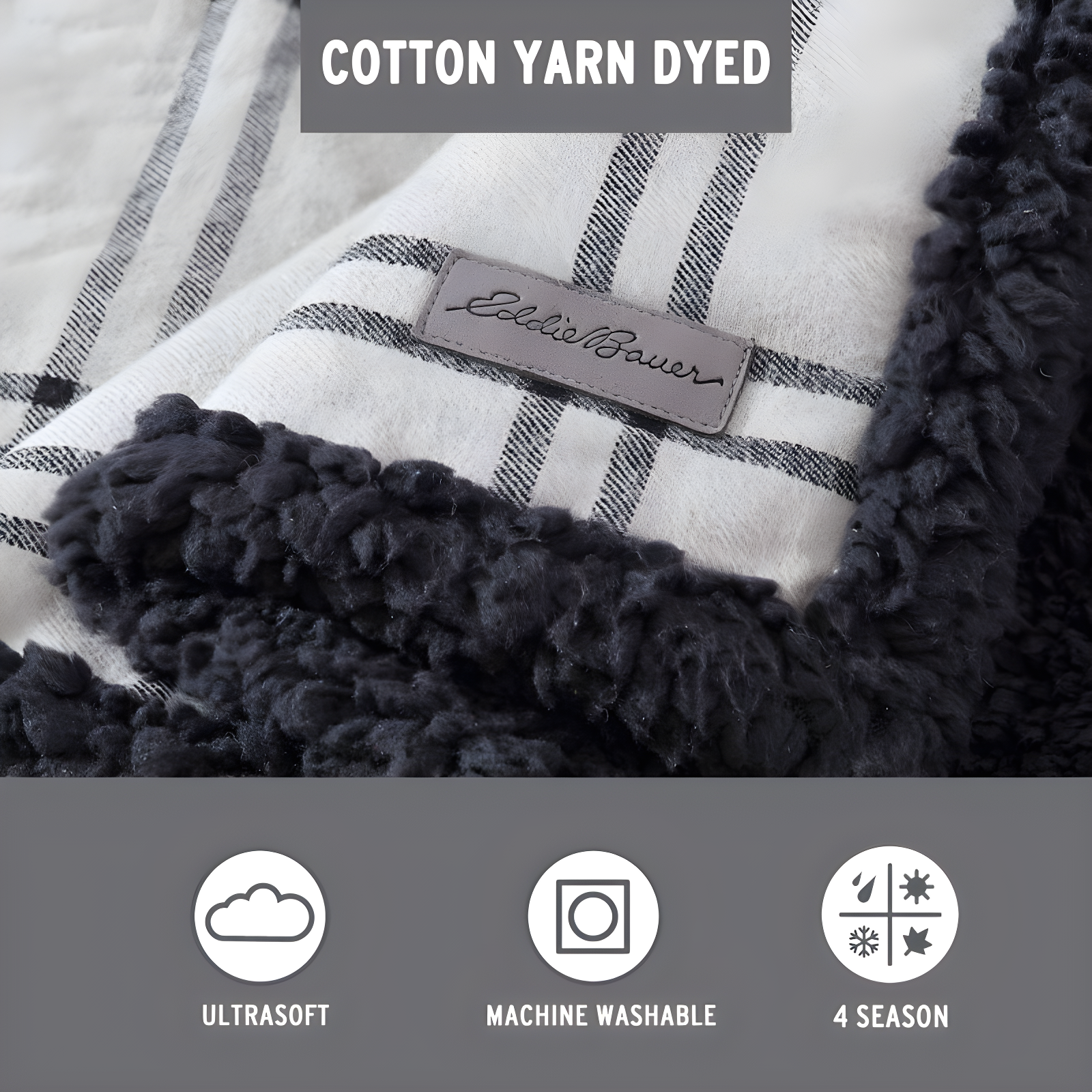 Eddie Bauer Eddie Bauer Printed Flannel/Sherpa Throw Blankets