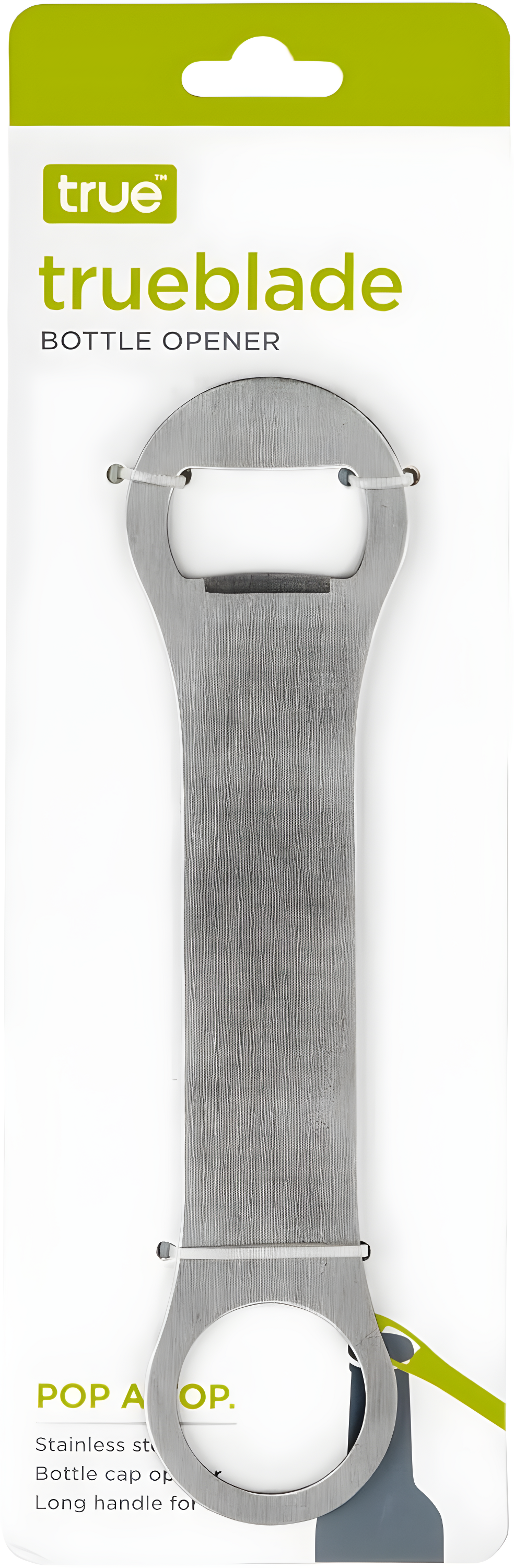 True TrueBlade Bottle Opener, Stainless Steel Beer Bottle Opener, Flat Design with Long Handle, 7.25 Inches, Set of 1
