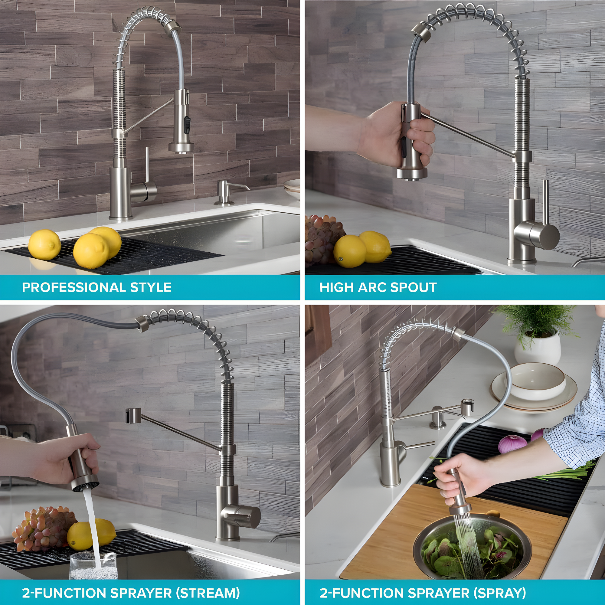 KRAUS Bolden Commercial Style 2-Function Single Handle Pull Down Kitchen Faucet
