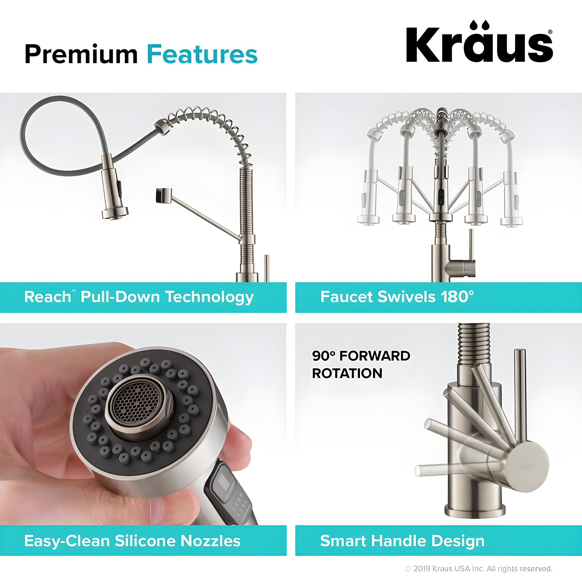 KRAUS Bolden Commercial Style 2-Function Single Handle Pull Down Kitchen Faucet