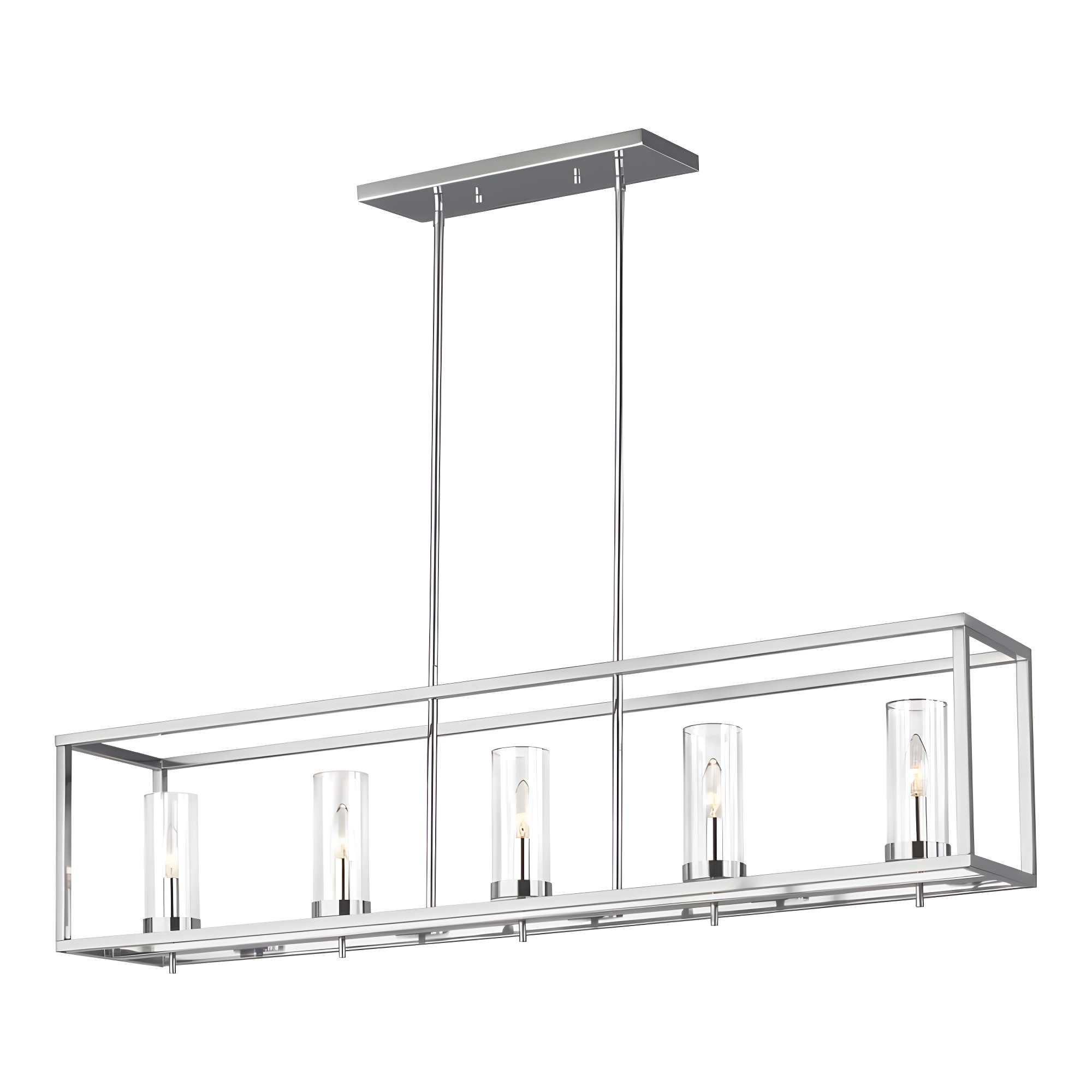 Generation Lighting Zire 5 -Light Chrome Modern/contemporary Clear glass Linear Large Hanging Kitchen island light