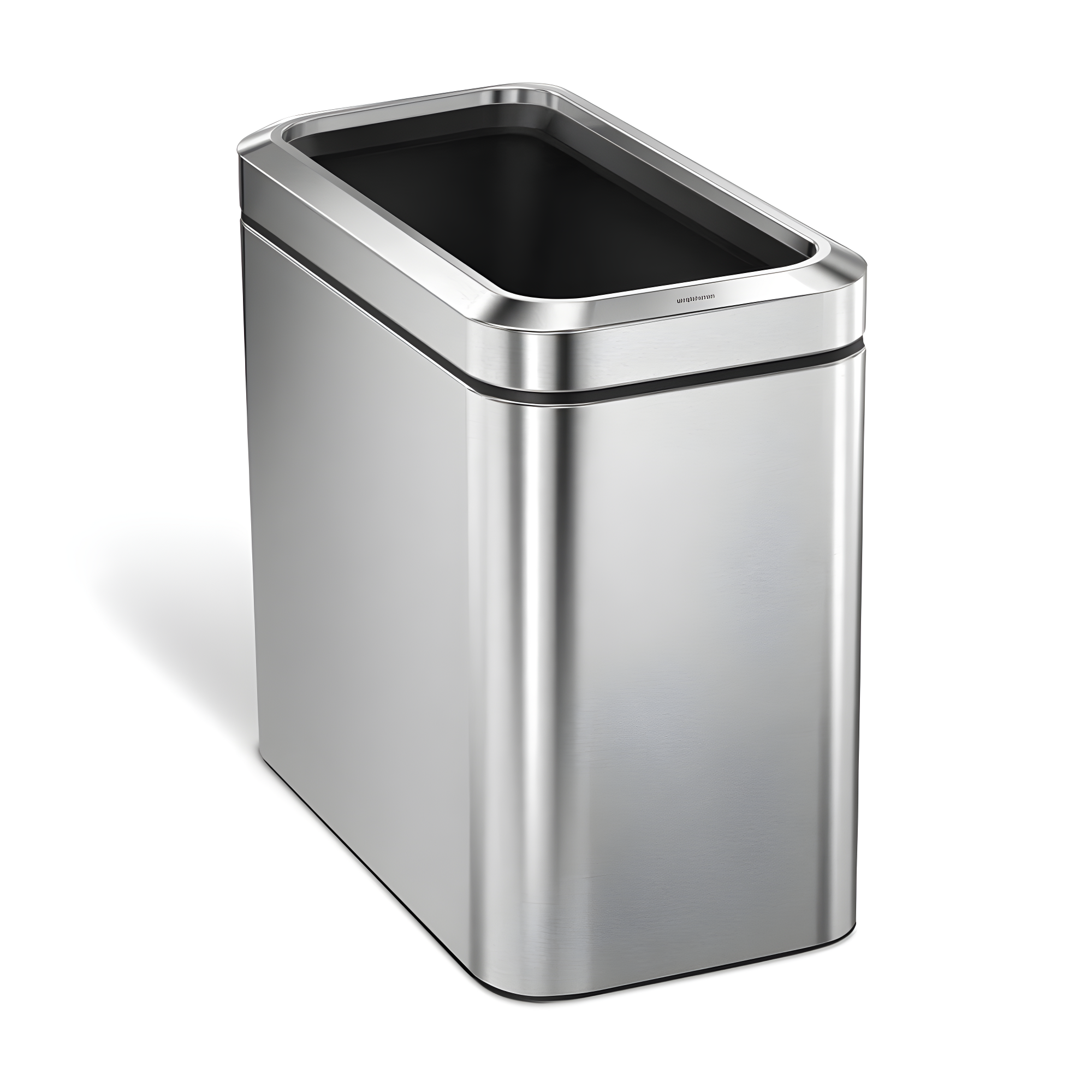 simplehuman 25 Liter / 6.6 Gallon Slim Open Commercial Trash Can, Brushed Stainless Steel