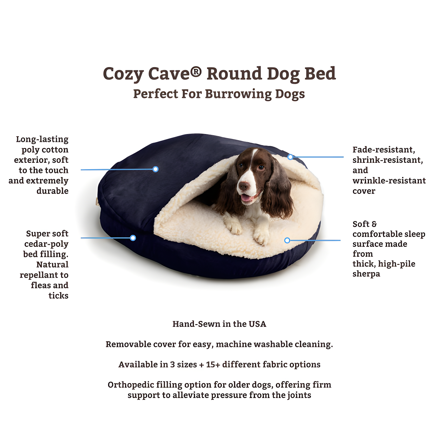Snoozer Cozy Cave Hooded Dog Bed Poly/Cotton