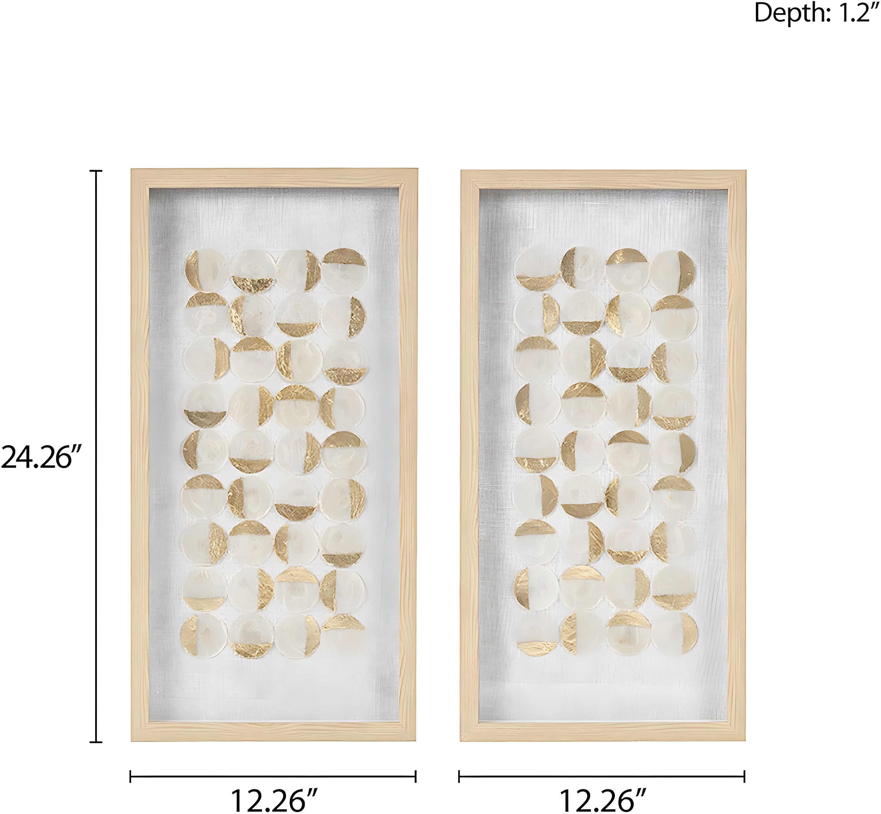 Mercury Row® Zeringue Emblem Natural Capiz with Gold Foil Shadowbox Wall Décor (Set of 2)
