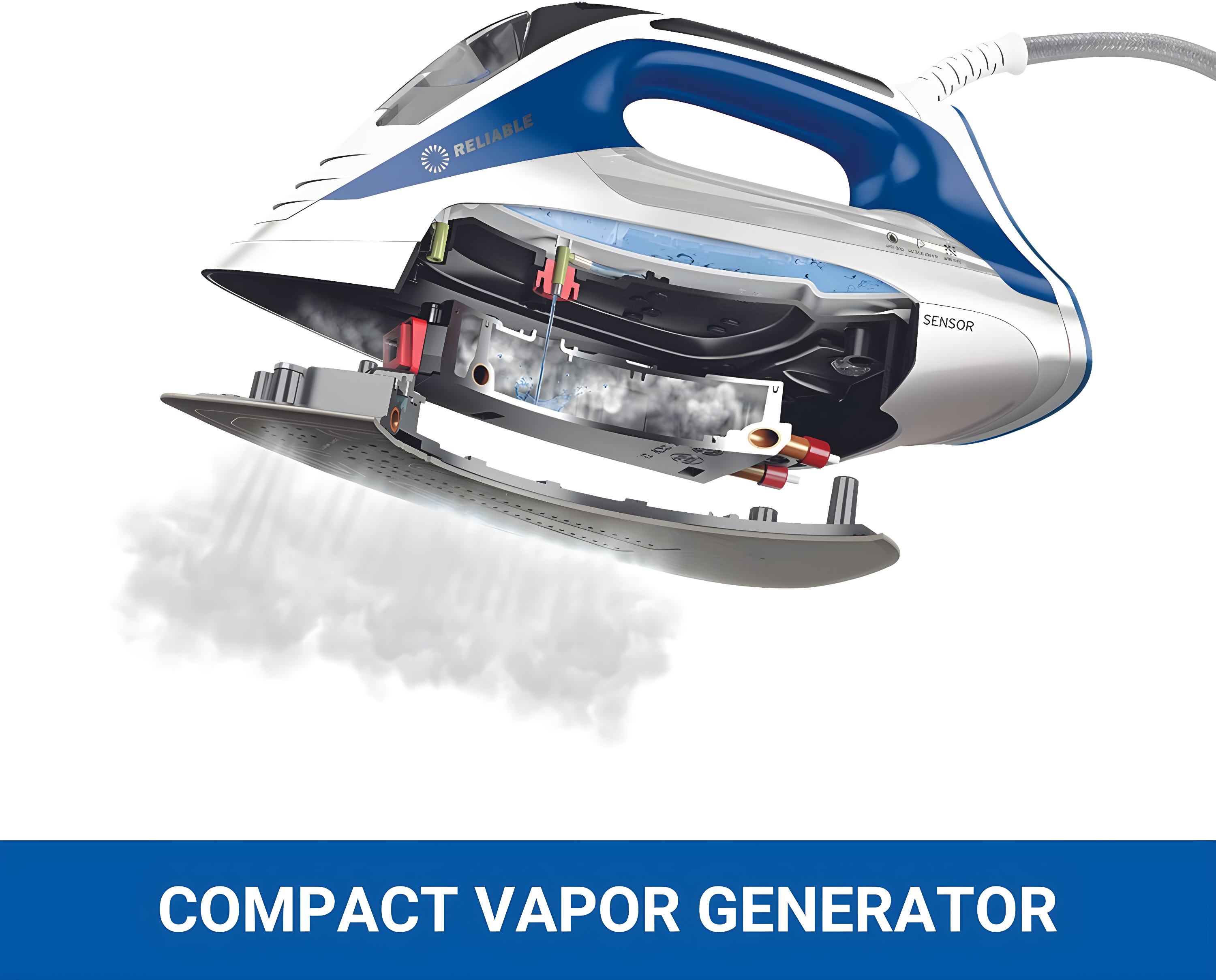 Reliable Corporation Reliable Velocity 1800W Home Steam Iron - Compact Vapor Generator Iron with Anodized Aluminum