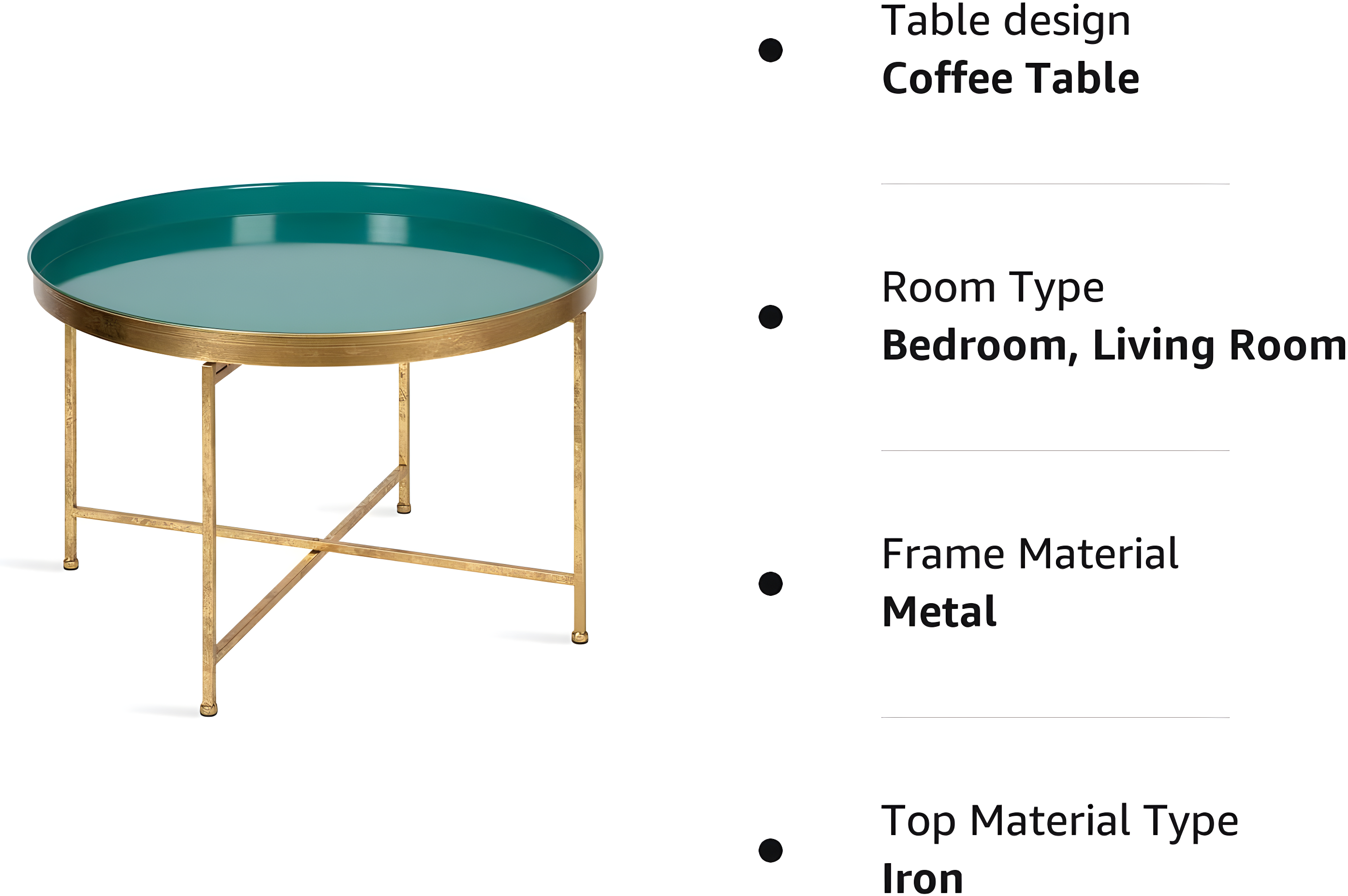 Kate and Laurel Celia Round Metal Coffee Table, 28.25x28.25x19, Teal and Gold