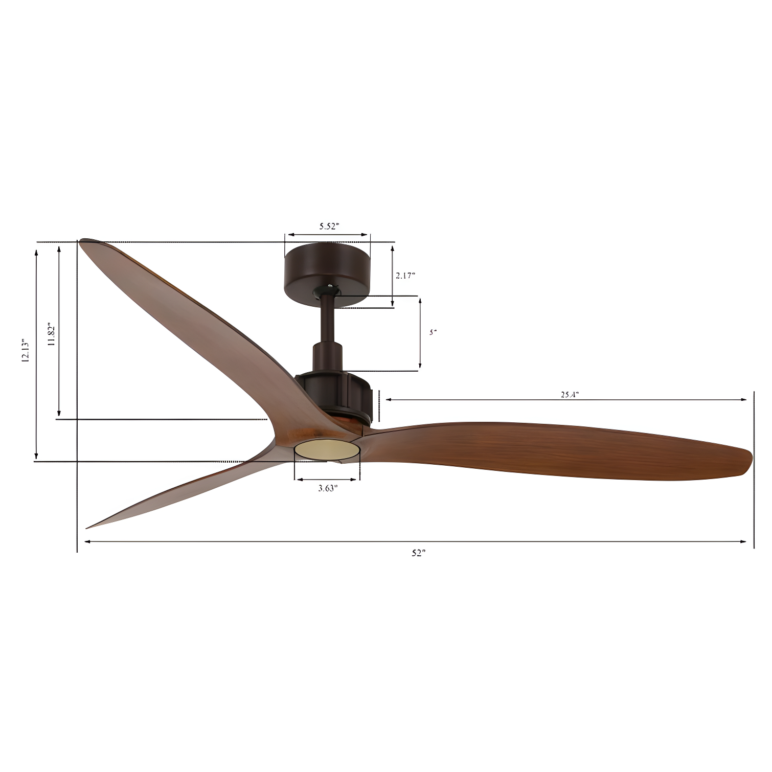 52" Zelda 3 - Blade Standard Ceiling Fan with Remote Control