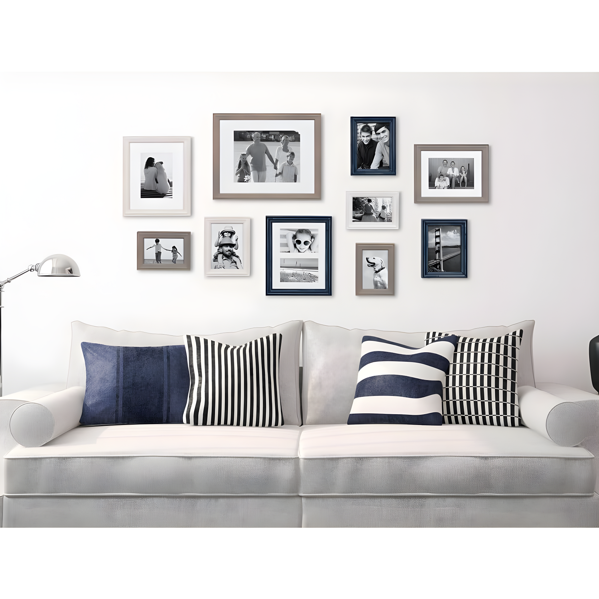10pc Bordeaux Frame Box Set White/Black/Natural Wood - Kate & Laurel All Things Decor: Wall Display, Multi-Size, Modern Decor