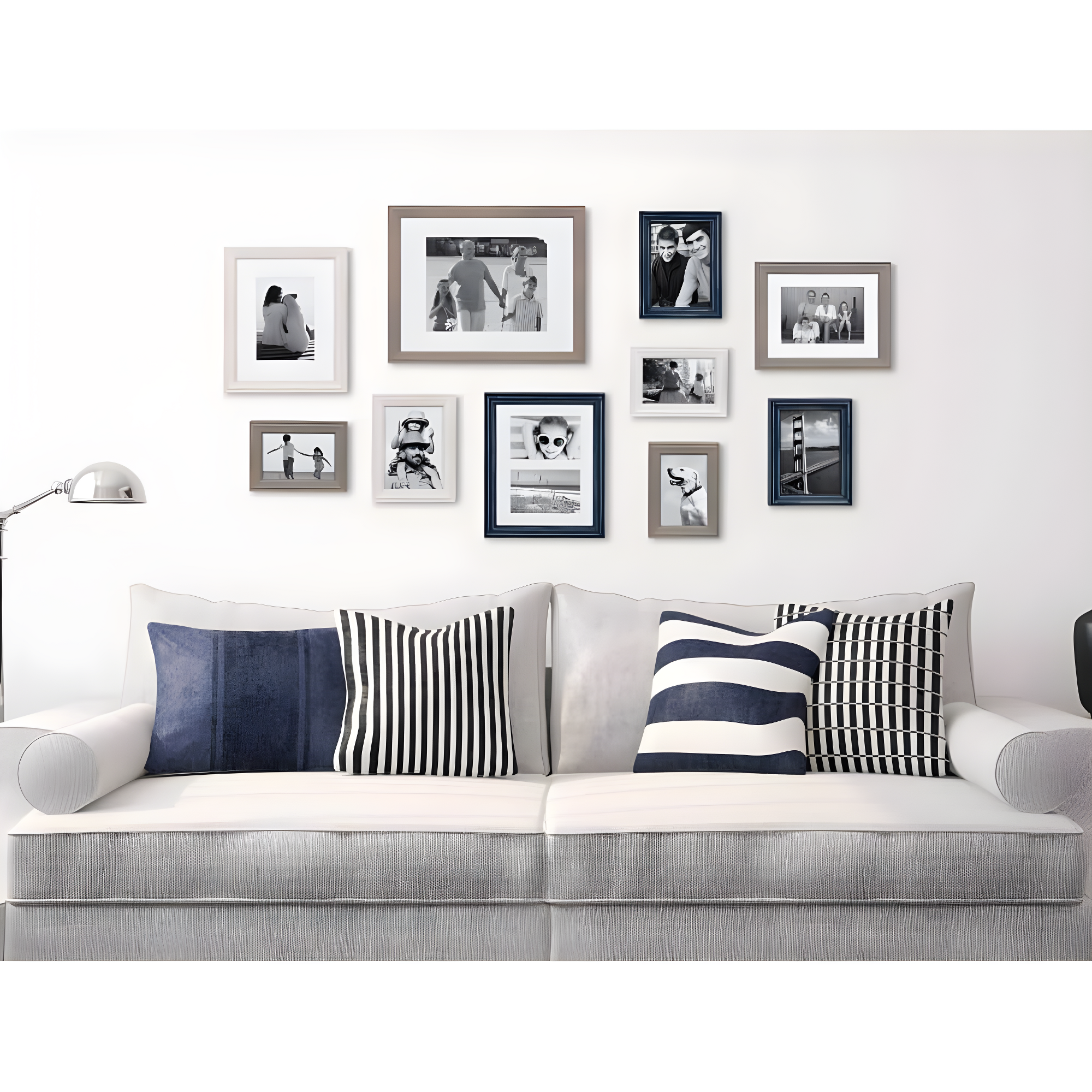 10pc Bordeaux Frame Box Set White/Black/Natural Wood - Kate & Laurel All Things Decor: Wall Display, Multi-Size, Modern Decor