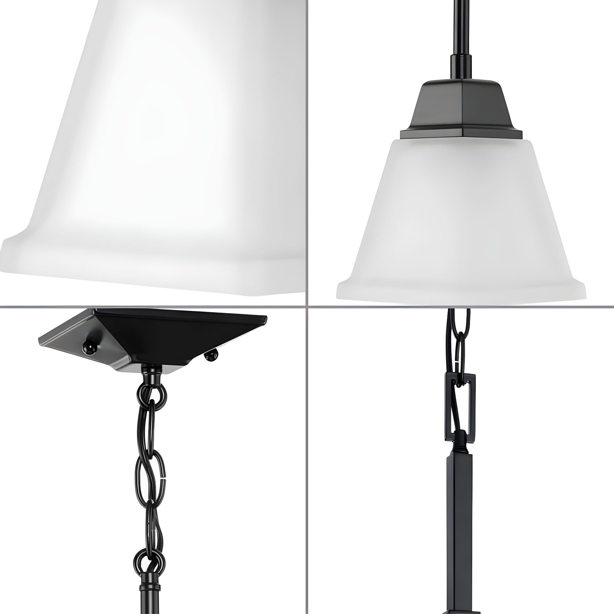 Progress Lighting, Clifton Heights, 1-Light Mini-Pendant, Matte Black, Etched Square Glass Shade