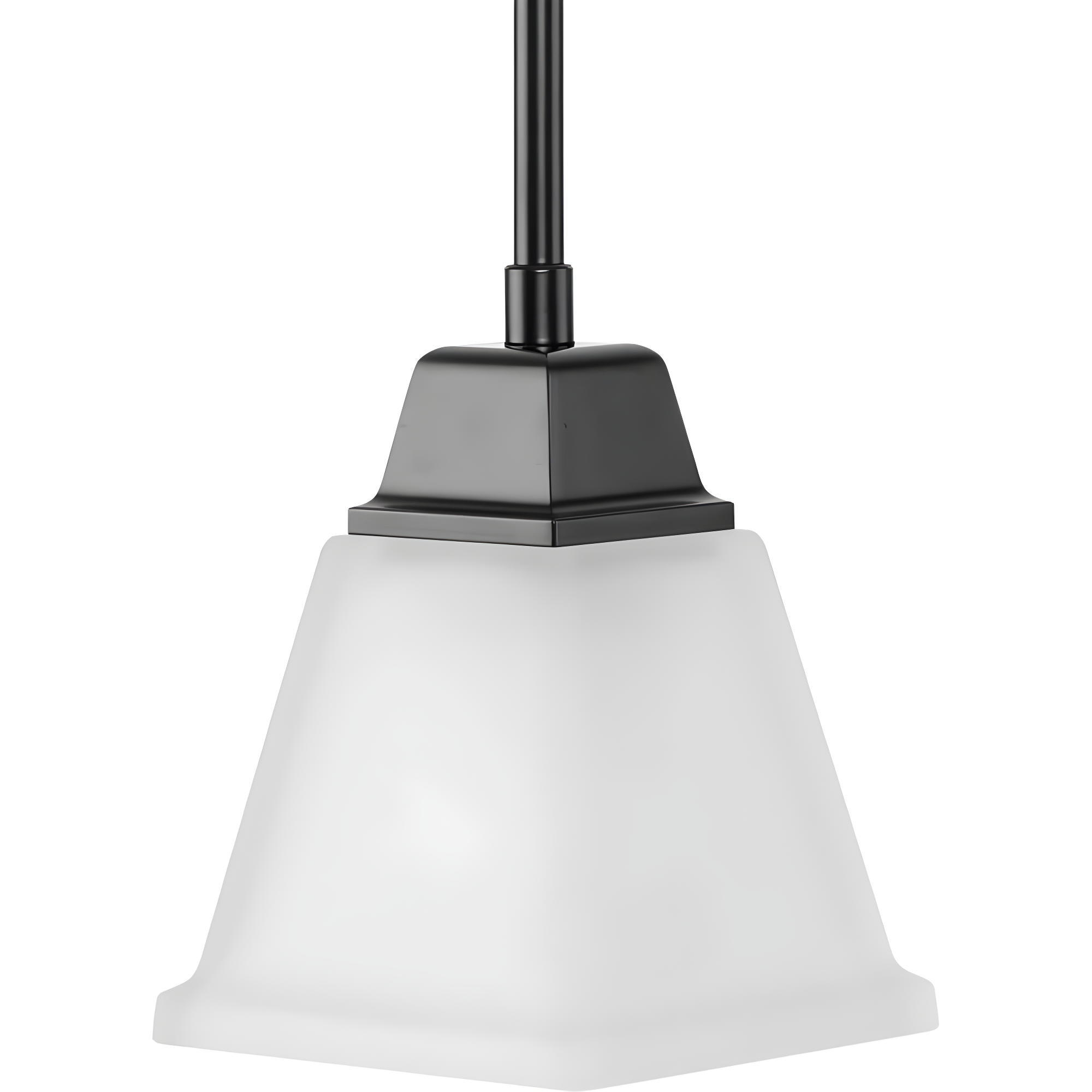 Progress Lighting, Clifton Heights, 1-Light Mini-Pendant, Matte Black, Etched Square Glass Shade