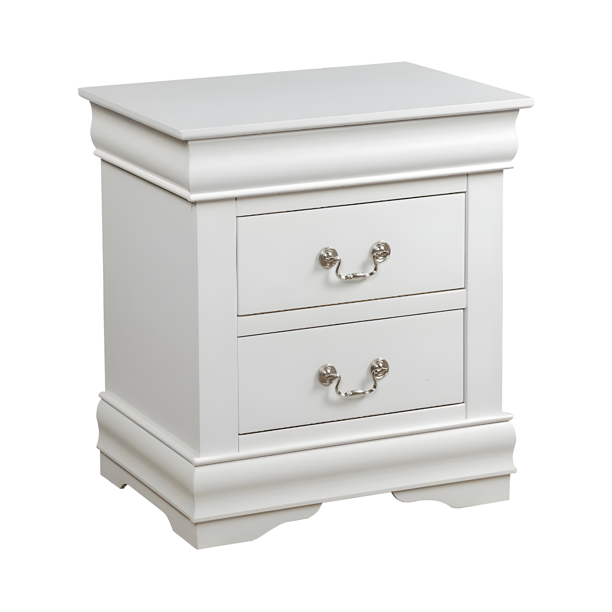 Canora Grey Esa Nightstand In Traditional Design With Two Drawers And Brushed Nickel Metal Handle | Wayfair