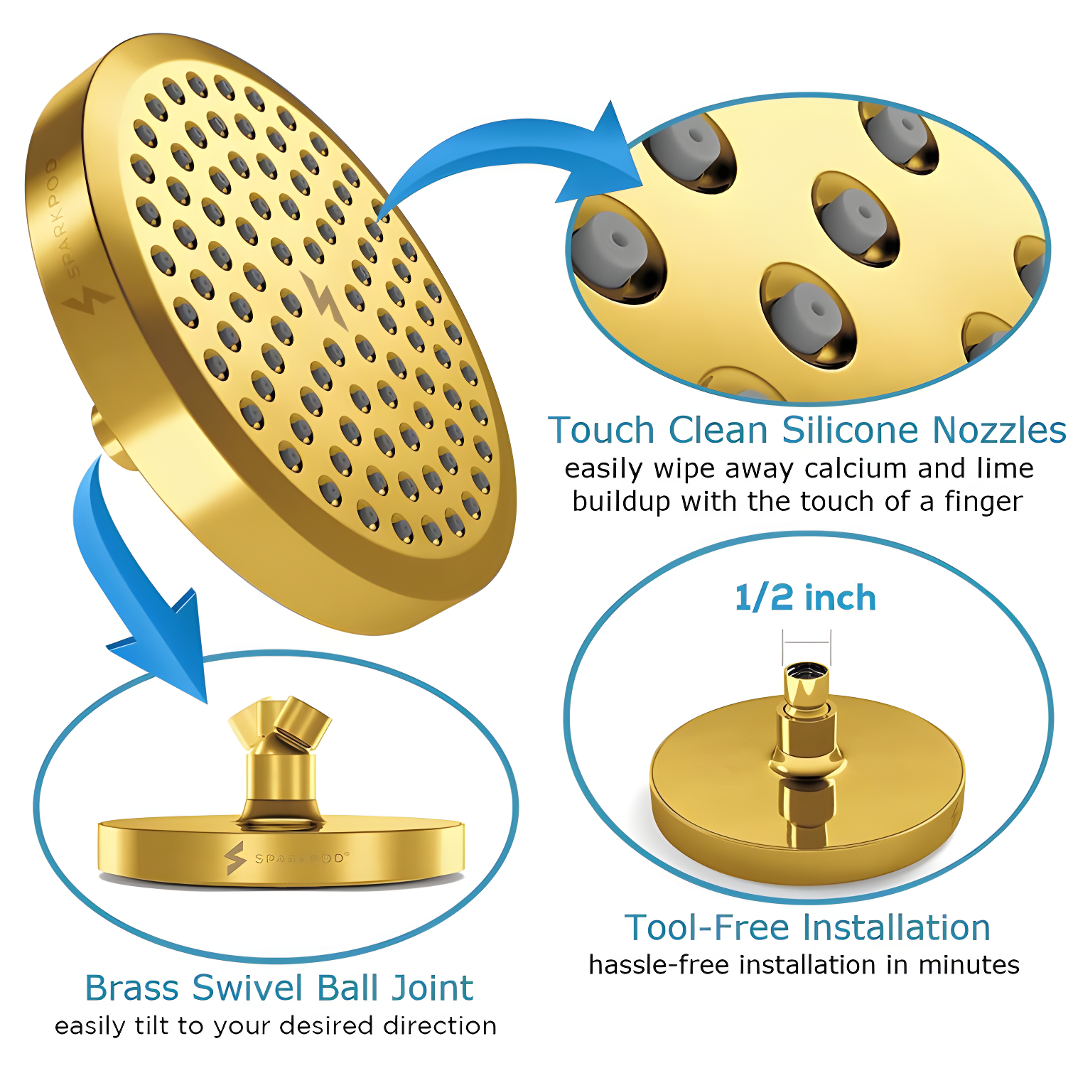 Masoter CL1559TH Adjustable Shower Head 1.8 GPM