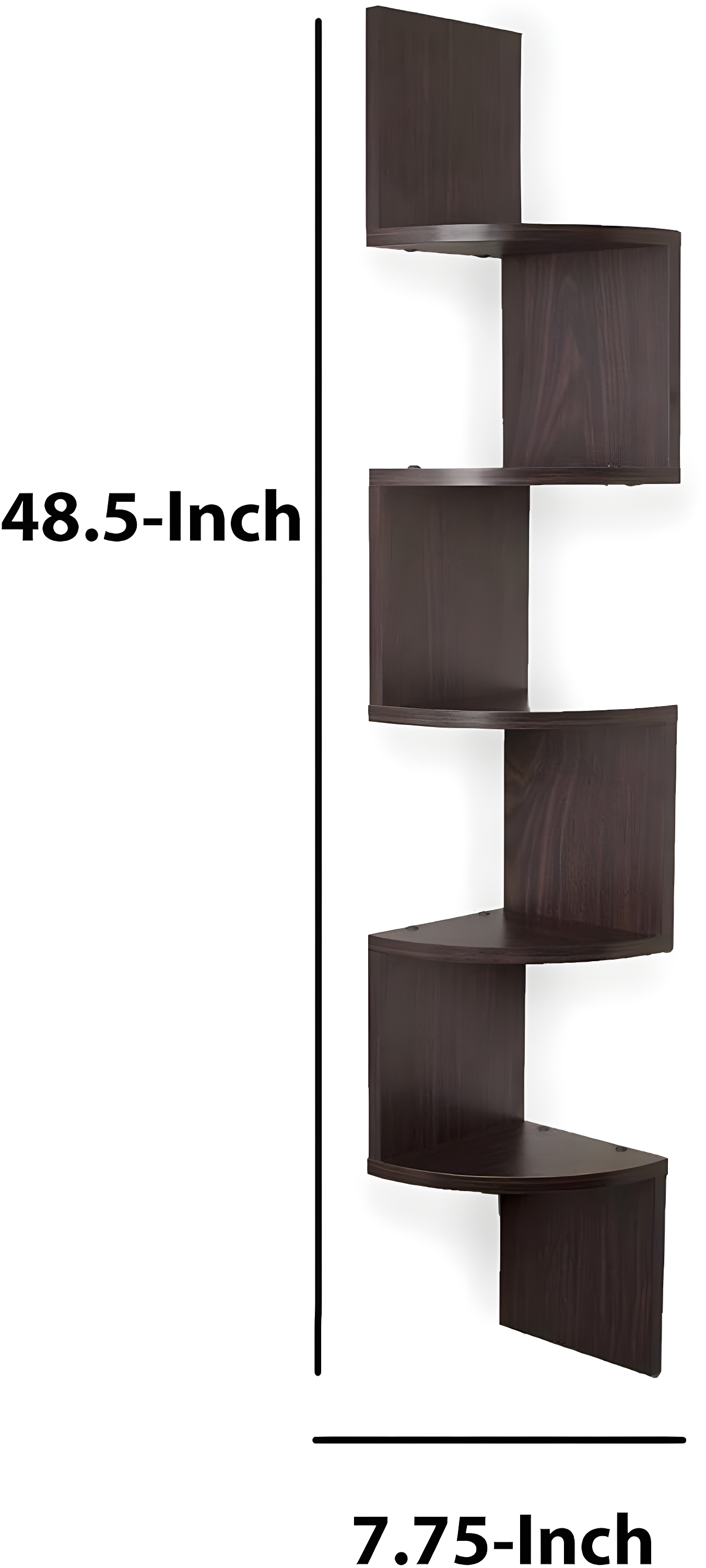 48.5" x 7.7" Zigzag Corner Shelf Walnut - Danya B.: Modern Laminated MDF, 5-Tier Floating Design