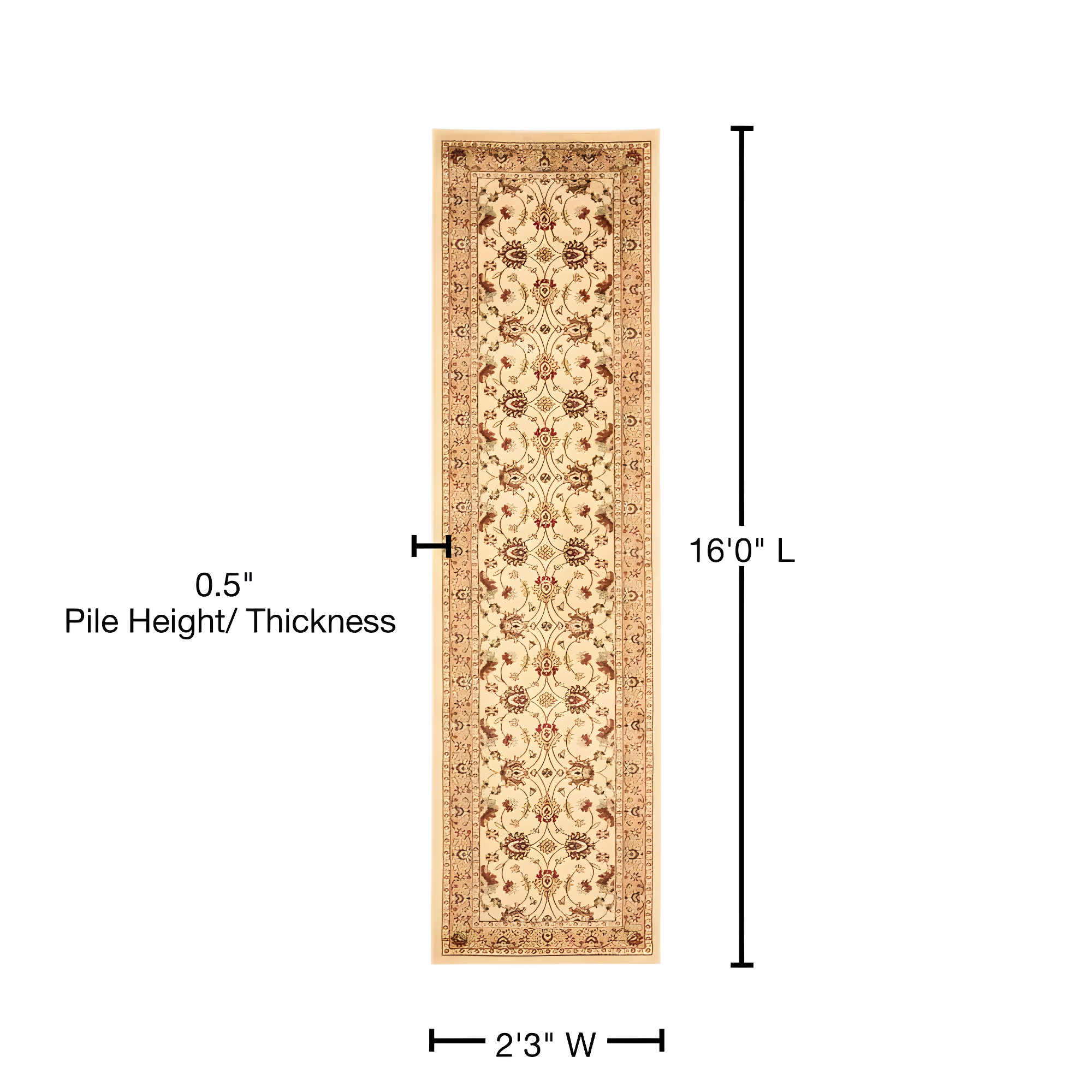 Lyndhurst LNH553 Power Loomed Runner Rug - Ivory/Beige - 2'3"x16' - Safavieh