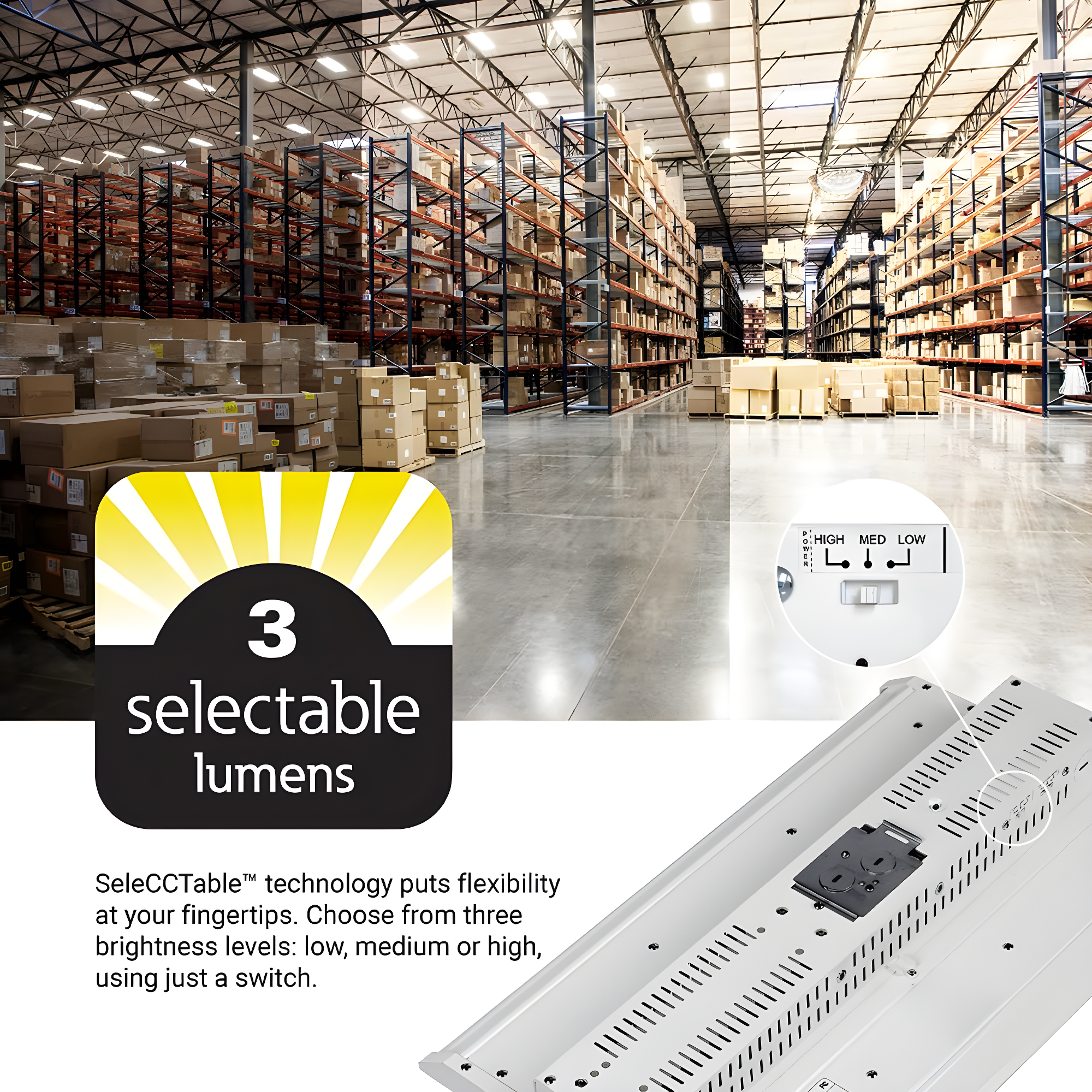 Metalux 14.17-in x 10.23-in 1 -Light 23984 -Lumen Adjustable Lumens 5000-K Switchable white LED High Bay Light