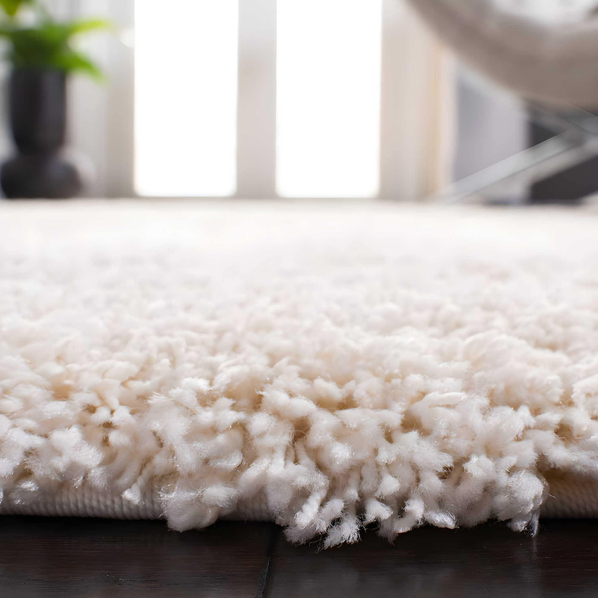 Shag SG151 Power Loomed Indoor Area Rug - Ivory - 8'6" round - Safavieh.