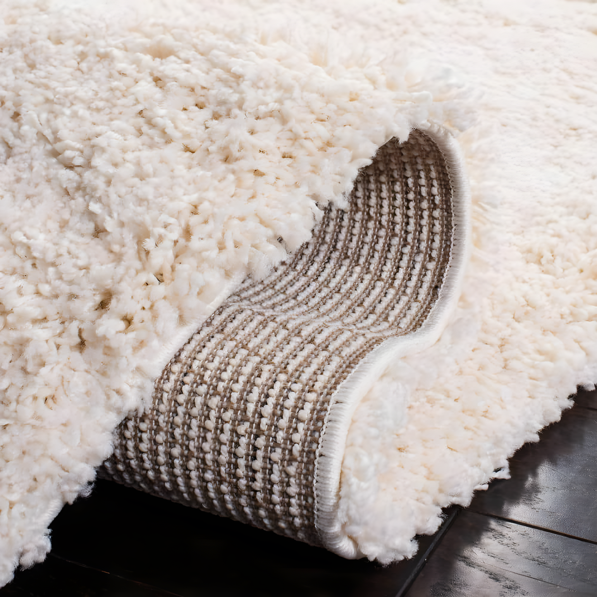 Shag SG151 Power Loomed Indoor Area Rug - Ivory - 8'6" round - Safavieh.