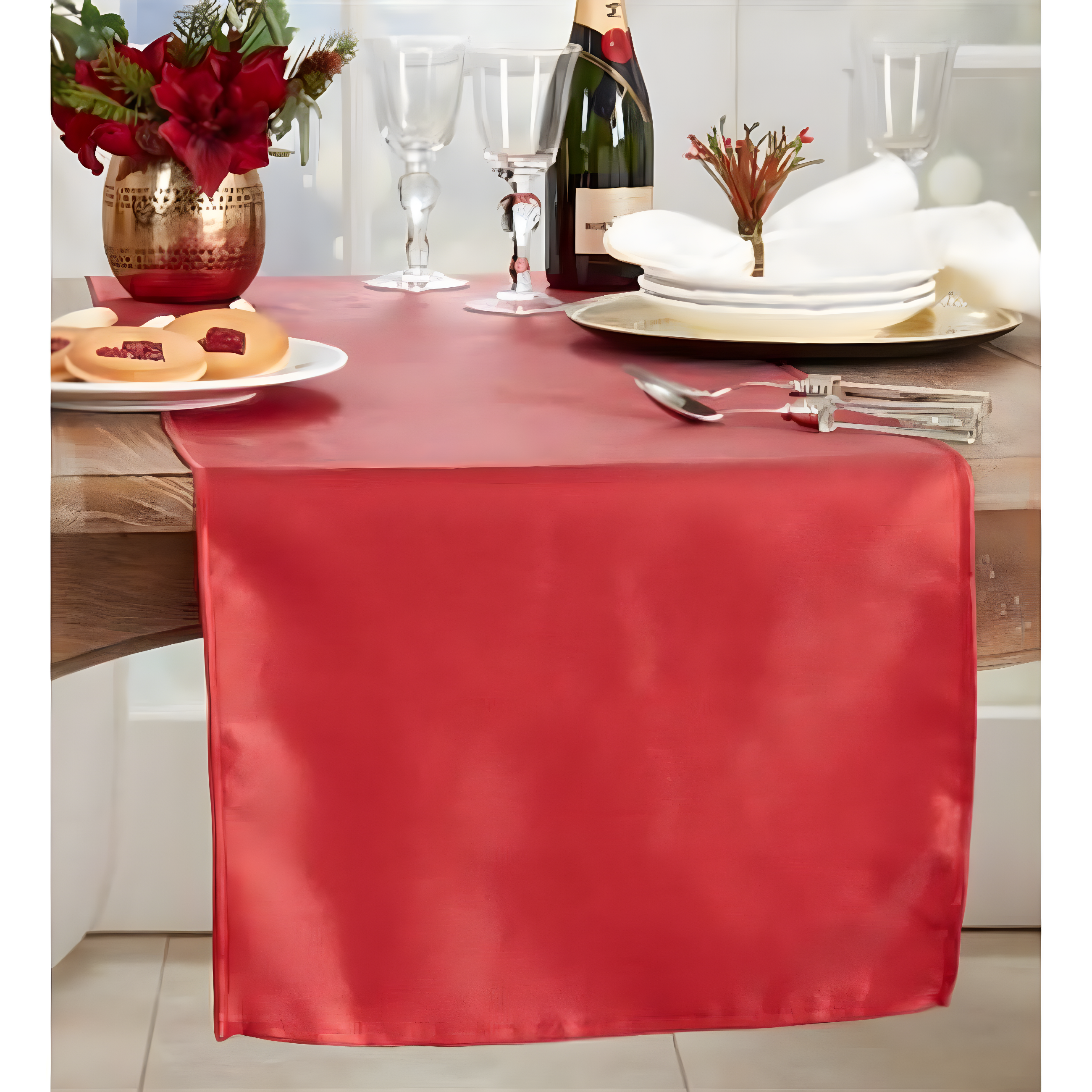 Saro Lifestyle Dining Table Runner With Shimmering Design, Red, 18" x 54"