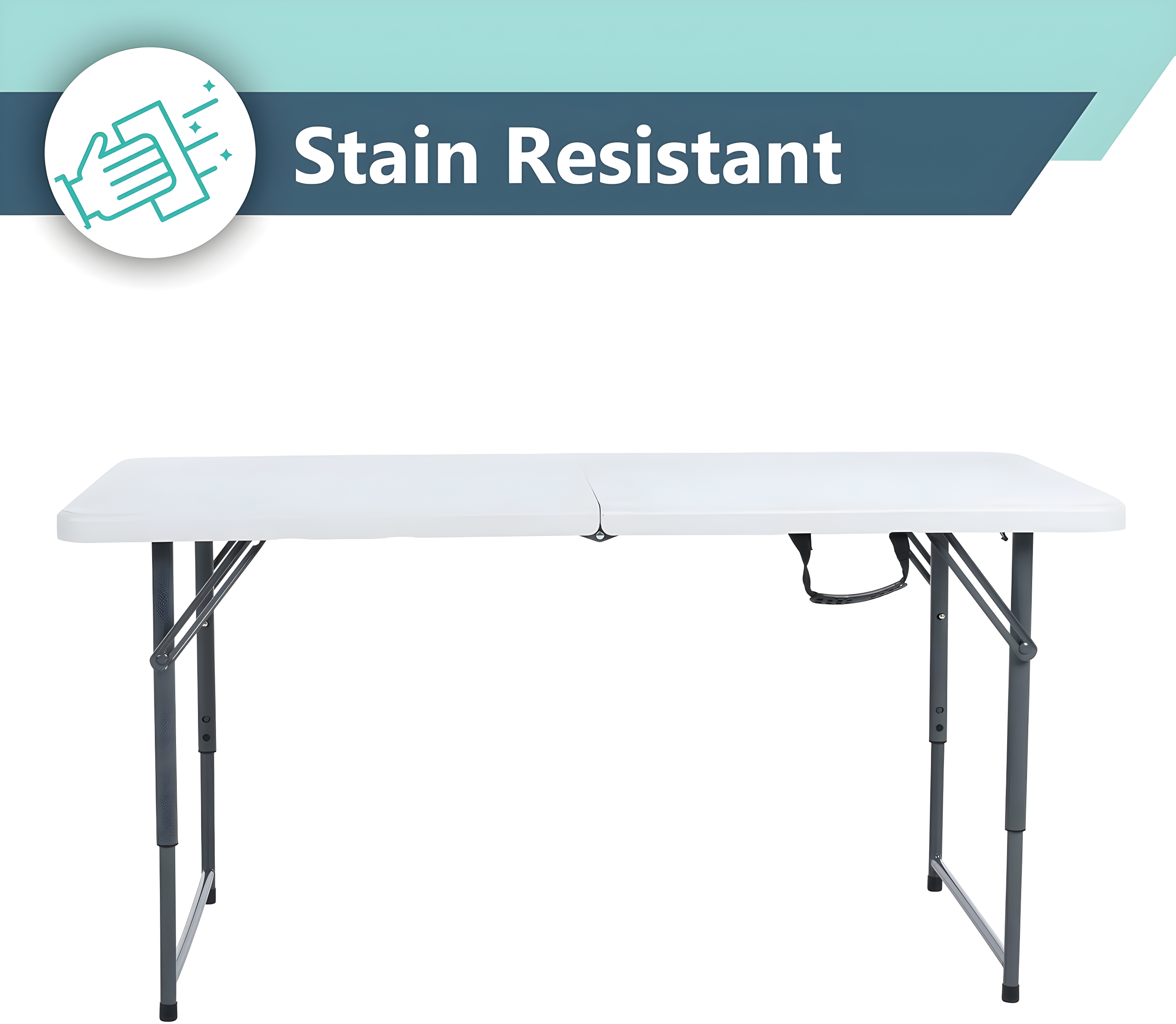 Open Box Plastic Development Group 48in Bi Fold Blow Molded Plastic Table