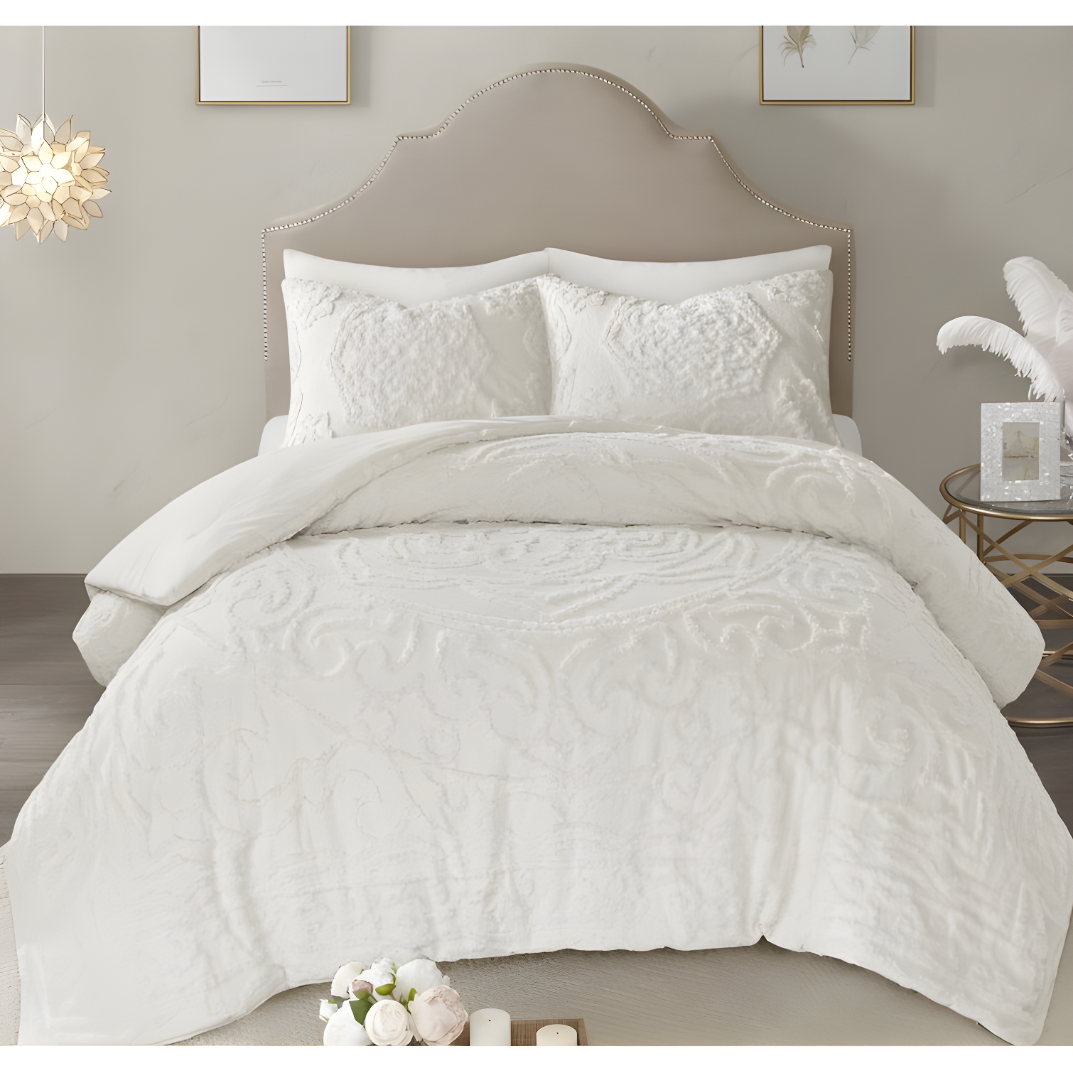 Laetitia Tufted Cotton Chenille Medallion Comforter Set