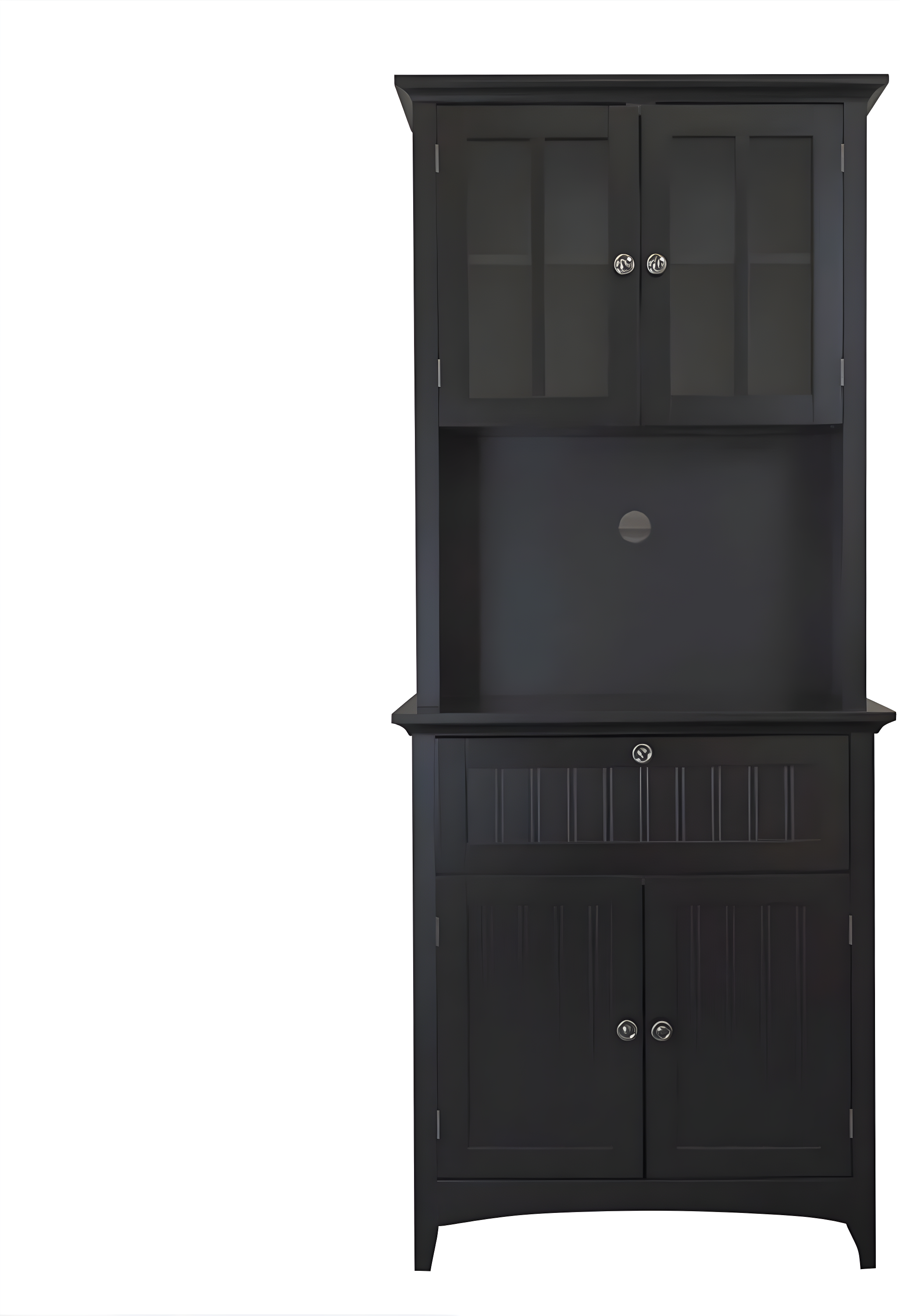 OS Home & Office Buffet & Hutch with Framed Glass Doors & Drawer, Black