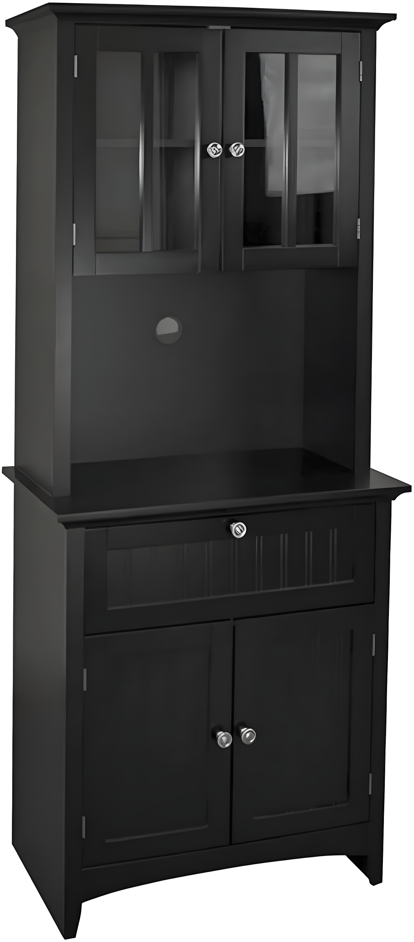OS Home & Office Buffet & Hutch with Framed Glass Doors & Drawer, Black