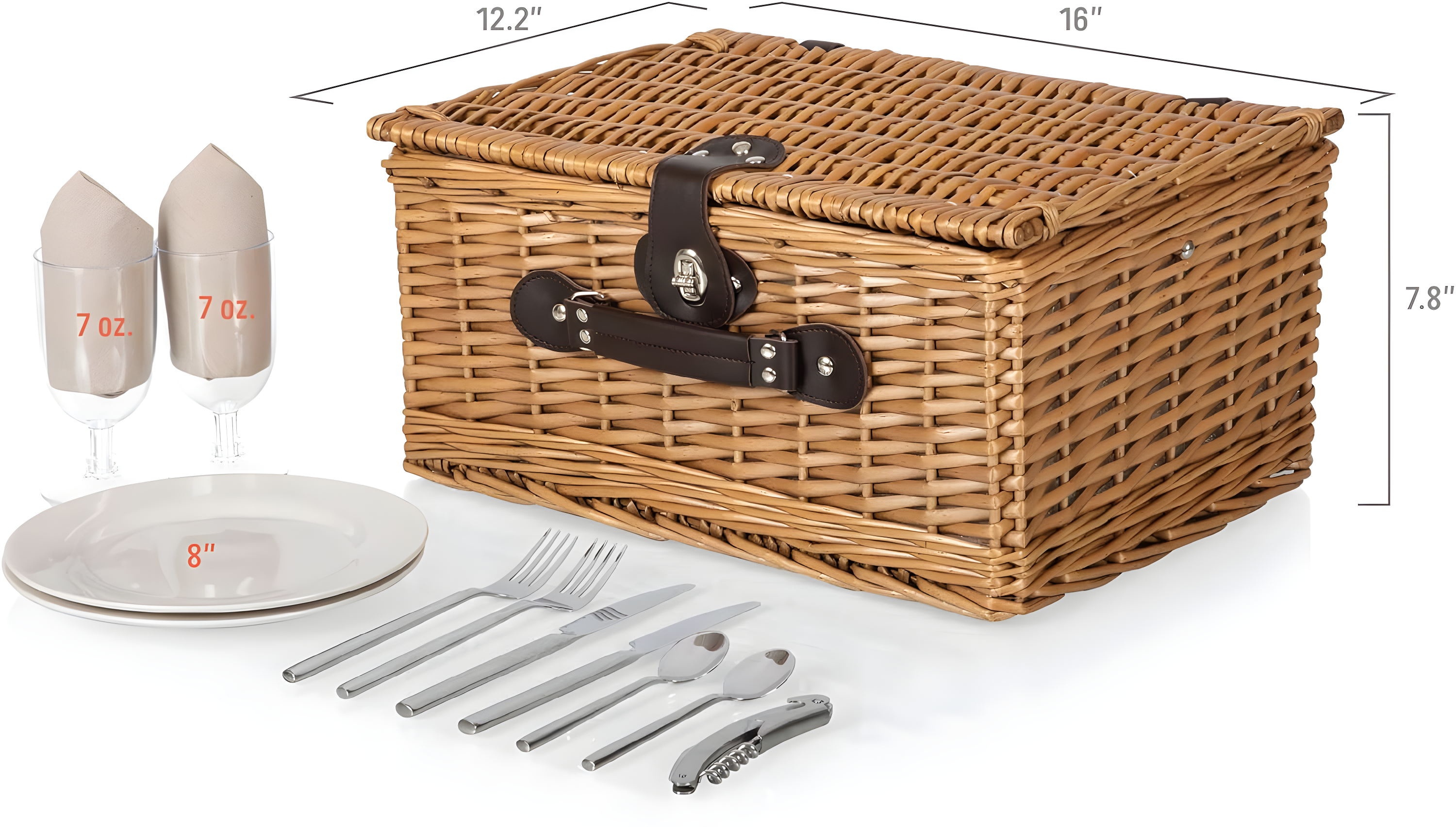 Picnic Time Classic Willow Wicker Picnic Basket - Romantic Picnic