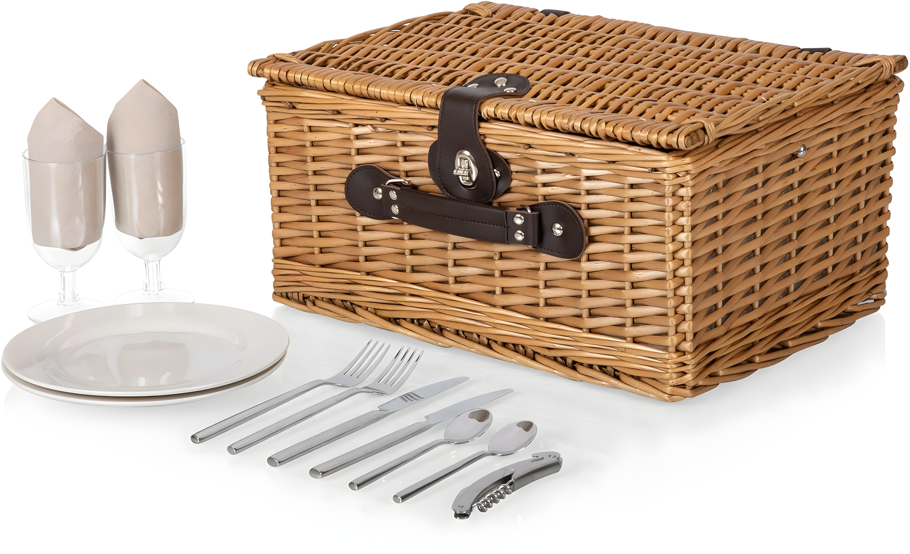 Picnic Time Classic Willow Wicker Picnic Basket - Romantic Picnic