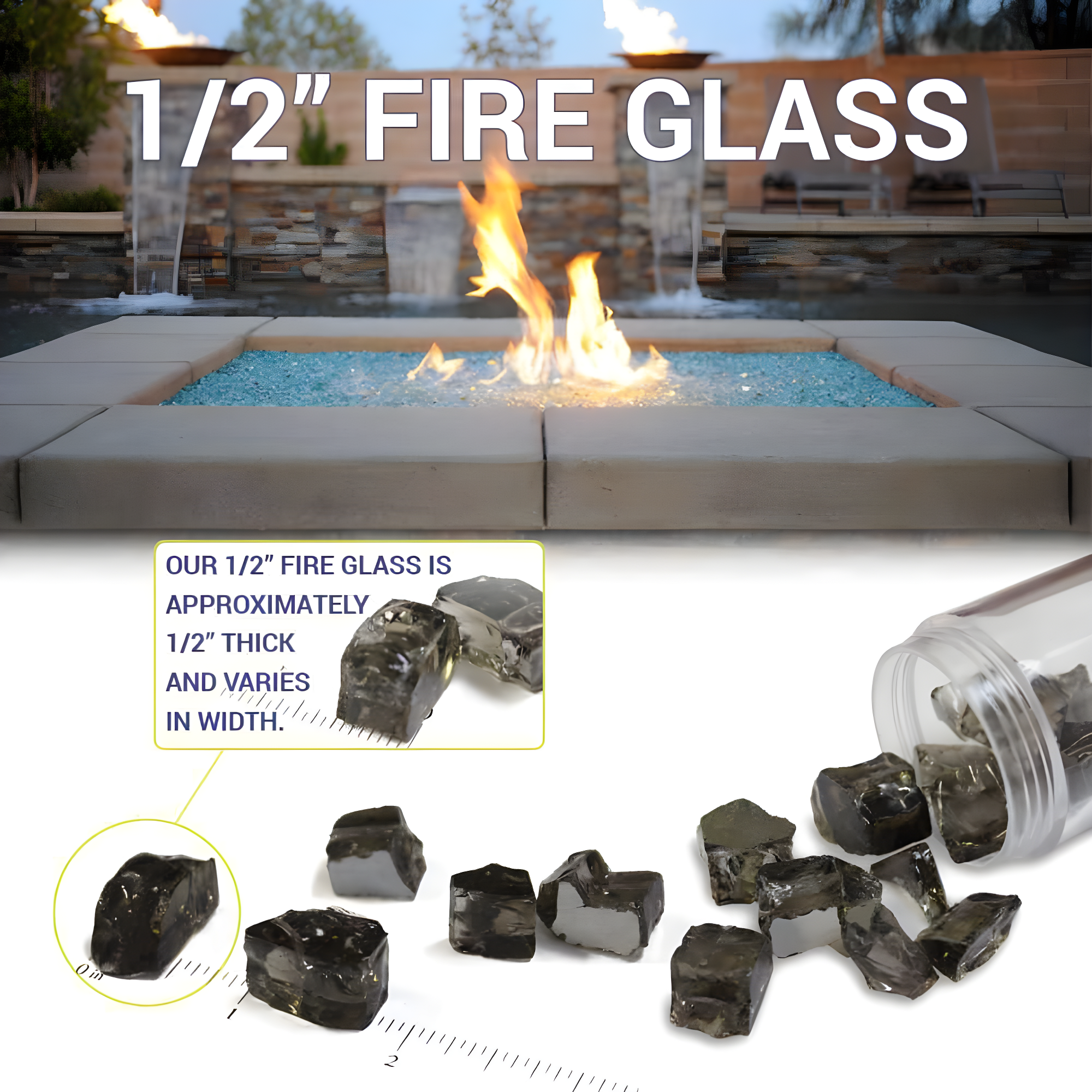 American Fireglass 1/2" Fire Pit Glass