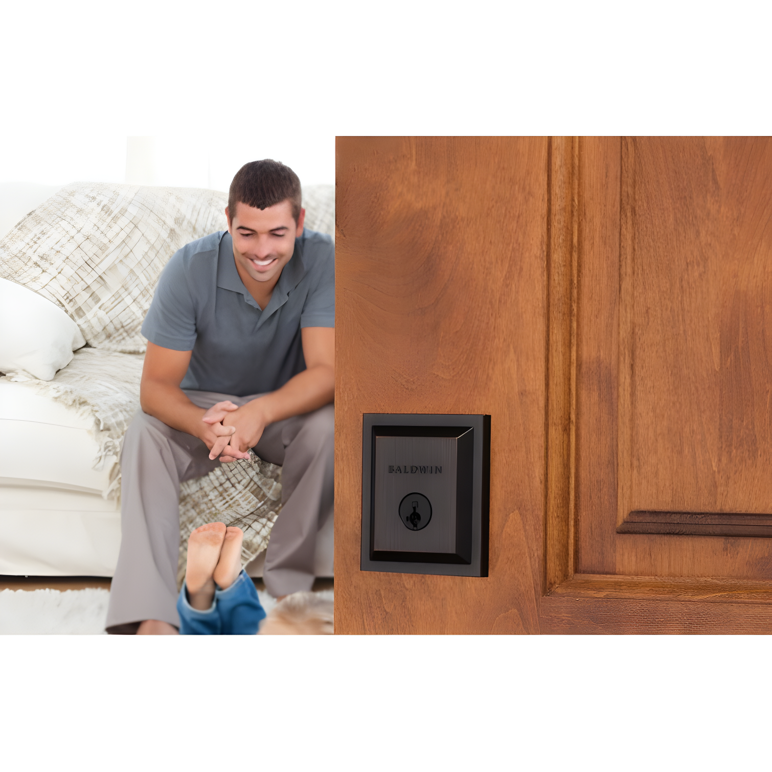 Baldwin 380SLB11PSMTCPRCAL Torrey Pines 380 Rectangular Low Profile Single Cylinder Deadbolt with SmartKey