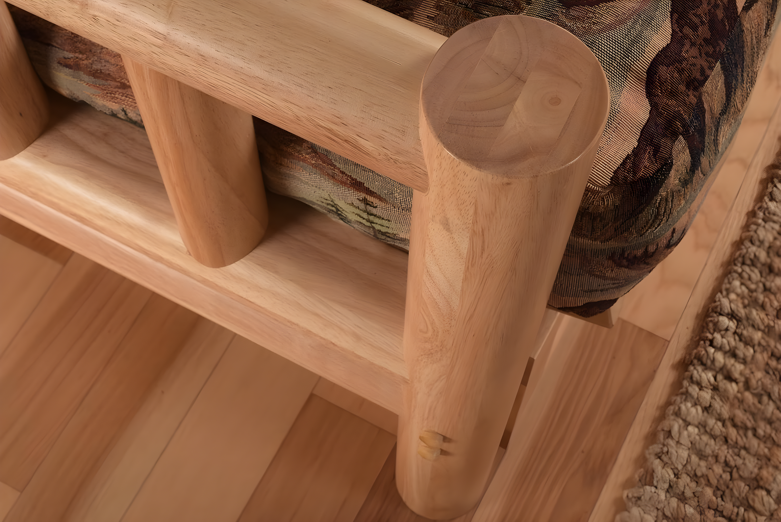 Kodiak Furniture Lodge Natural Futon with Multi-Color Fabric Mattress