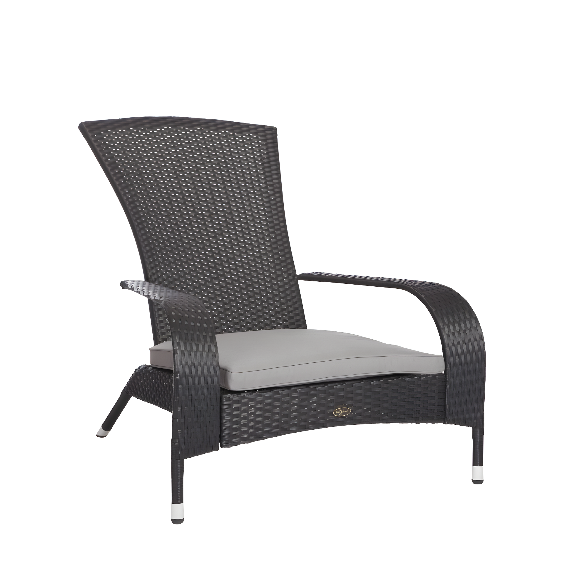 PatioSense Patio Sense Coconino Wicker Chair All Weather Adirondack Style Chair Grey Outdoor Cushion Included - Black
