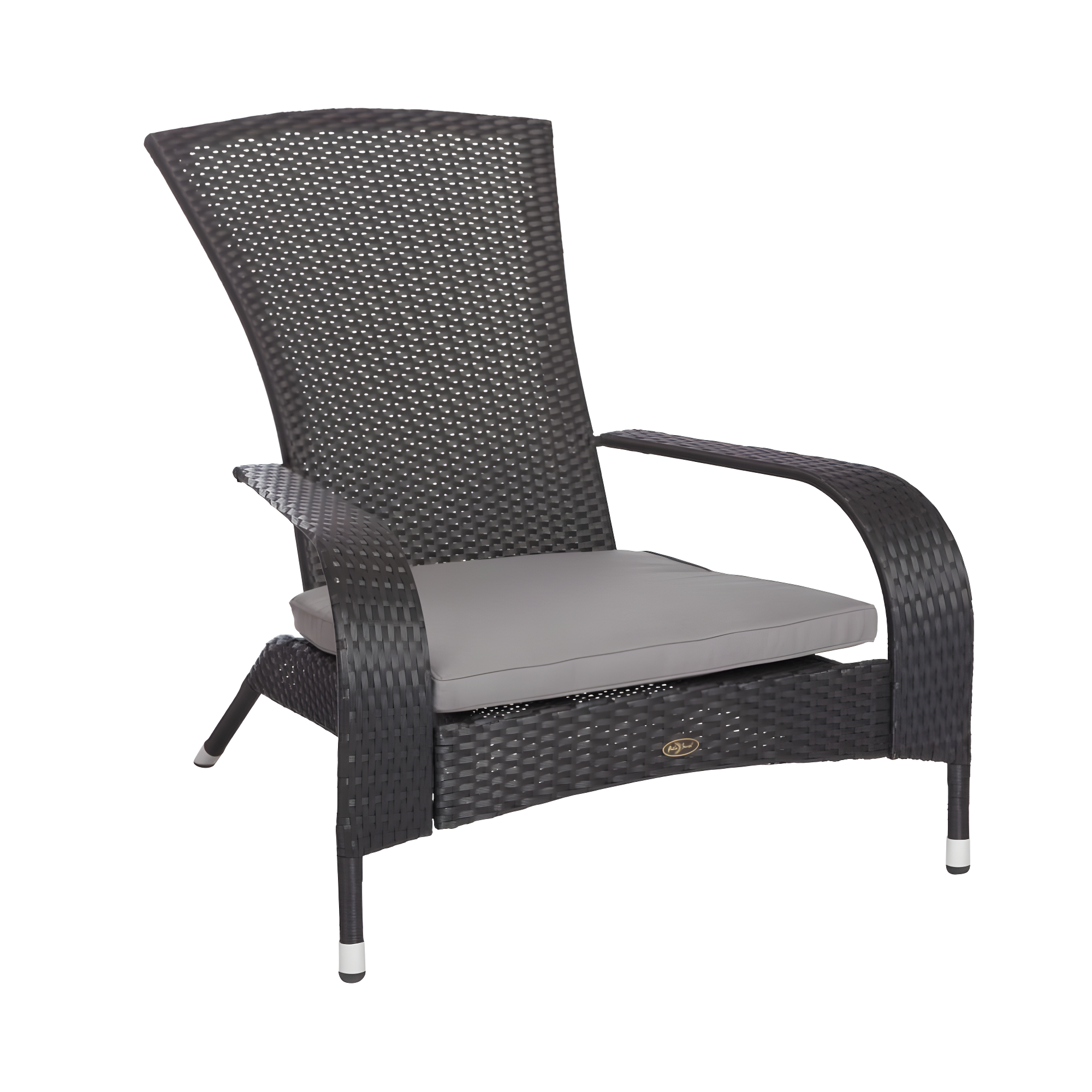 PatioSense Patio Sense Coconino Wicker Chair All Weather Adirondack Style Chair Grey Outdoor Cushion Included - Black