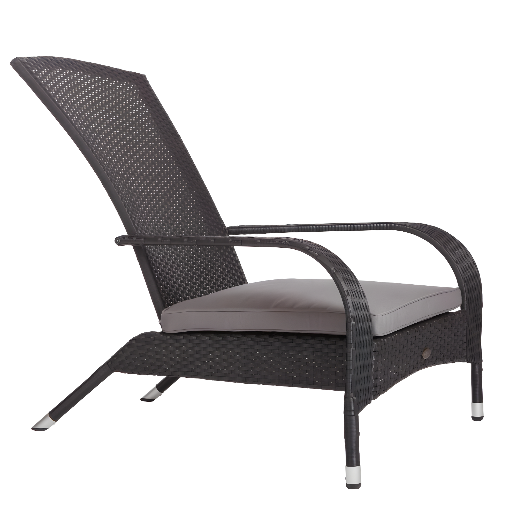 PatioSense Patio Sense Coconino Wicker Chair All Weather Adirondack Style Chair Grey Outdoor Cushion Included - Black