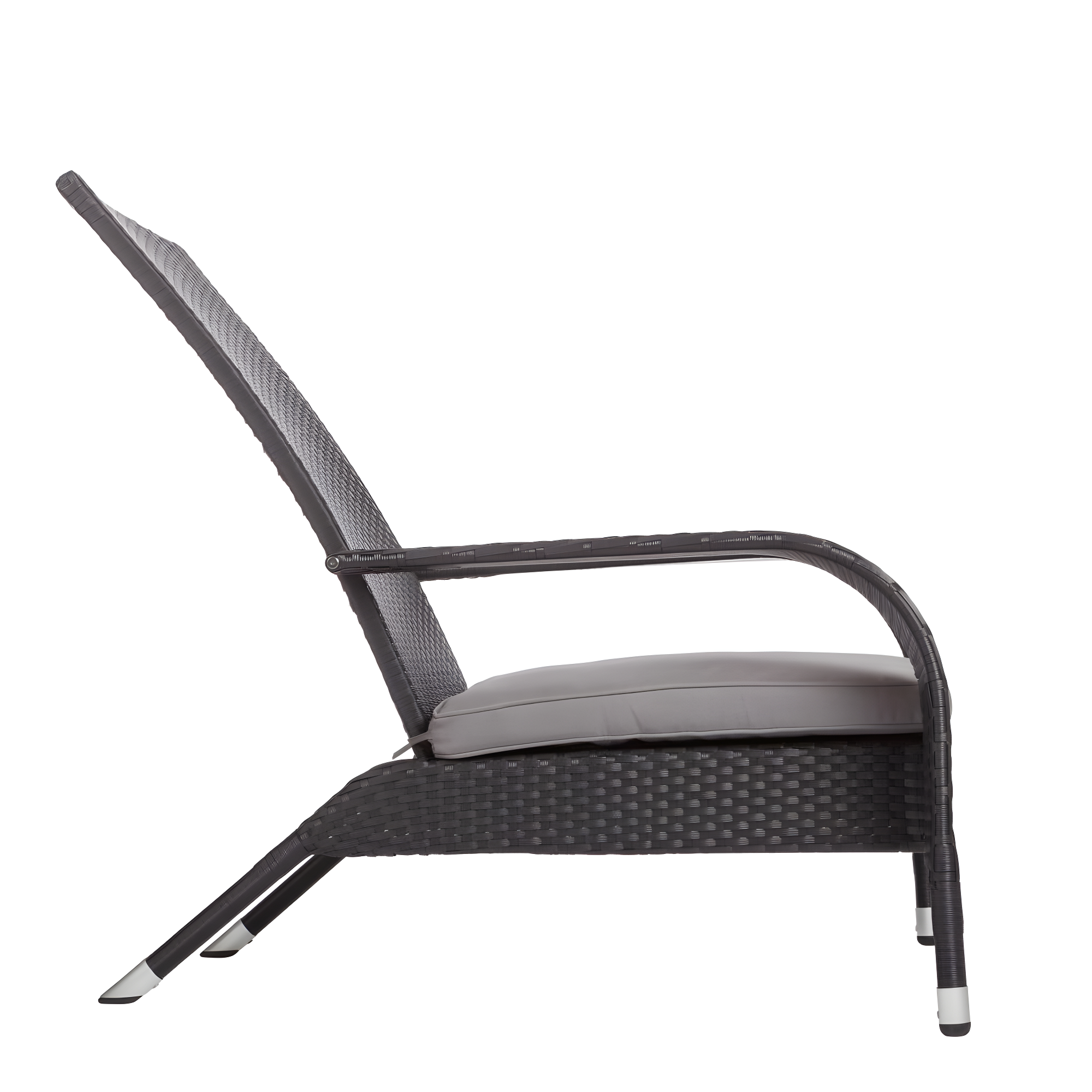 PatioSense Patio Sense Coconino Wicker Chair All Weather Adirondack Style Chair Grey Outdoor Cushion Included - Black