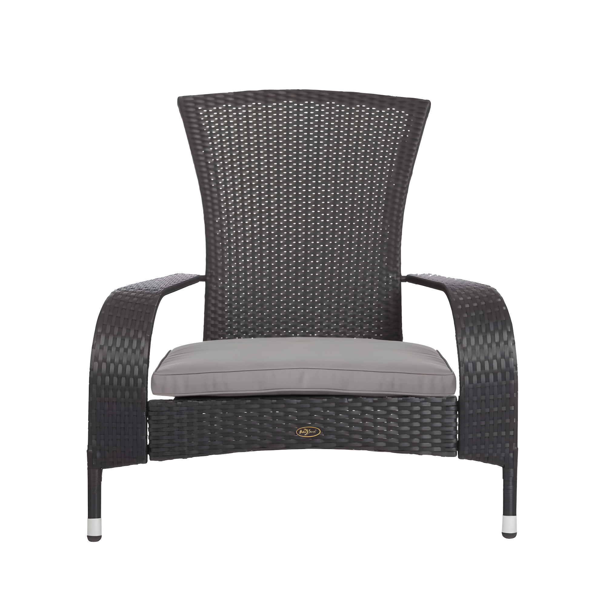 PatioSense Patio Sense Coconino Wicker Chair All Weather Adirondack Style Chair Grey Outdoor Cushion Included - Black