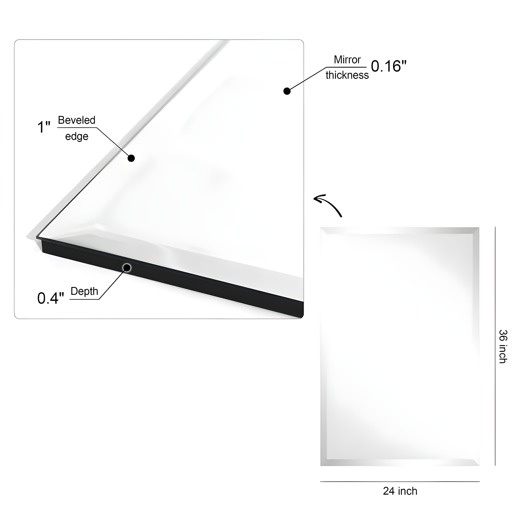 Empire Art Direct Frameless Beveled Prism Wall Mirror - Clear 24 in. x 0.39 in. x 36 in.