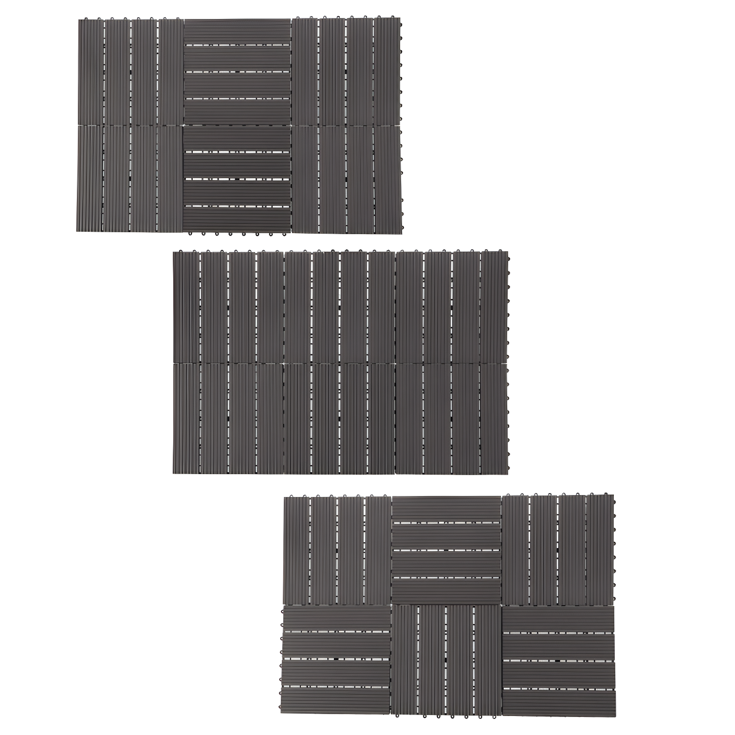 Deck Tiles - 6-Pack Wood Plastic Composite Interlocking Patio Tiles - 5.8SQFT Outdoor Flooring for Balcony, Porch, and Garage by Pure Garden