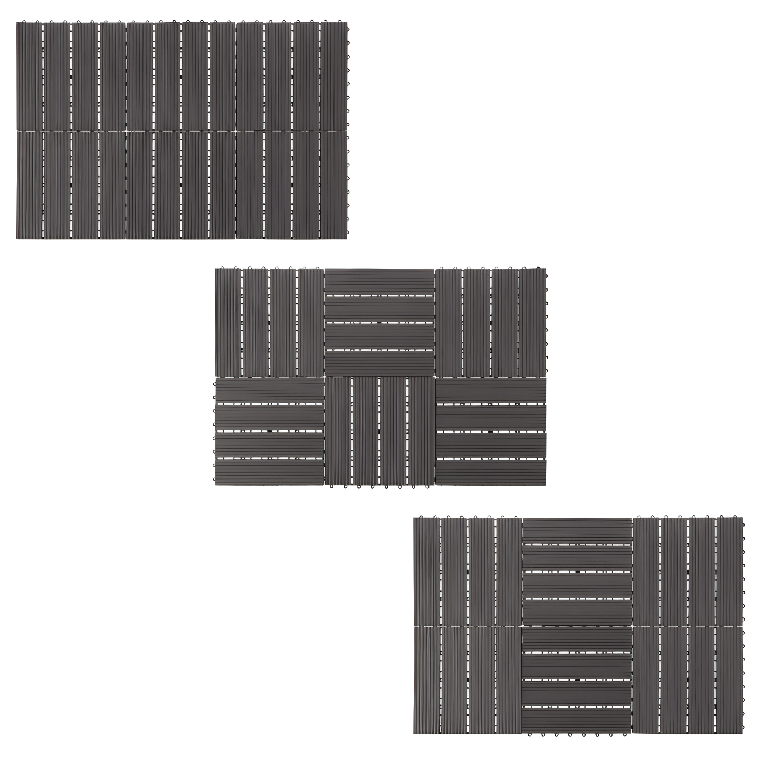 Deck Tiles - 6-Pack Wood Plastic Composite Interlocking Patio Tiles - 5.8SQFT Outdoor Flooring for Balcony, Porch, and Garage by Pure Garden