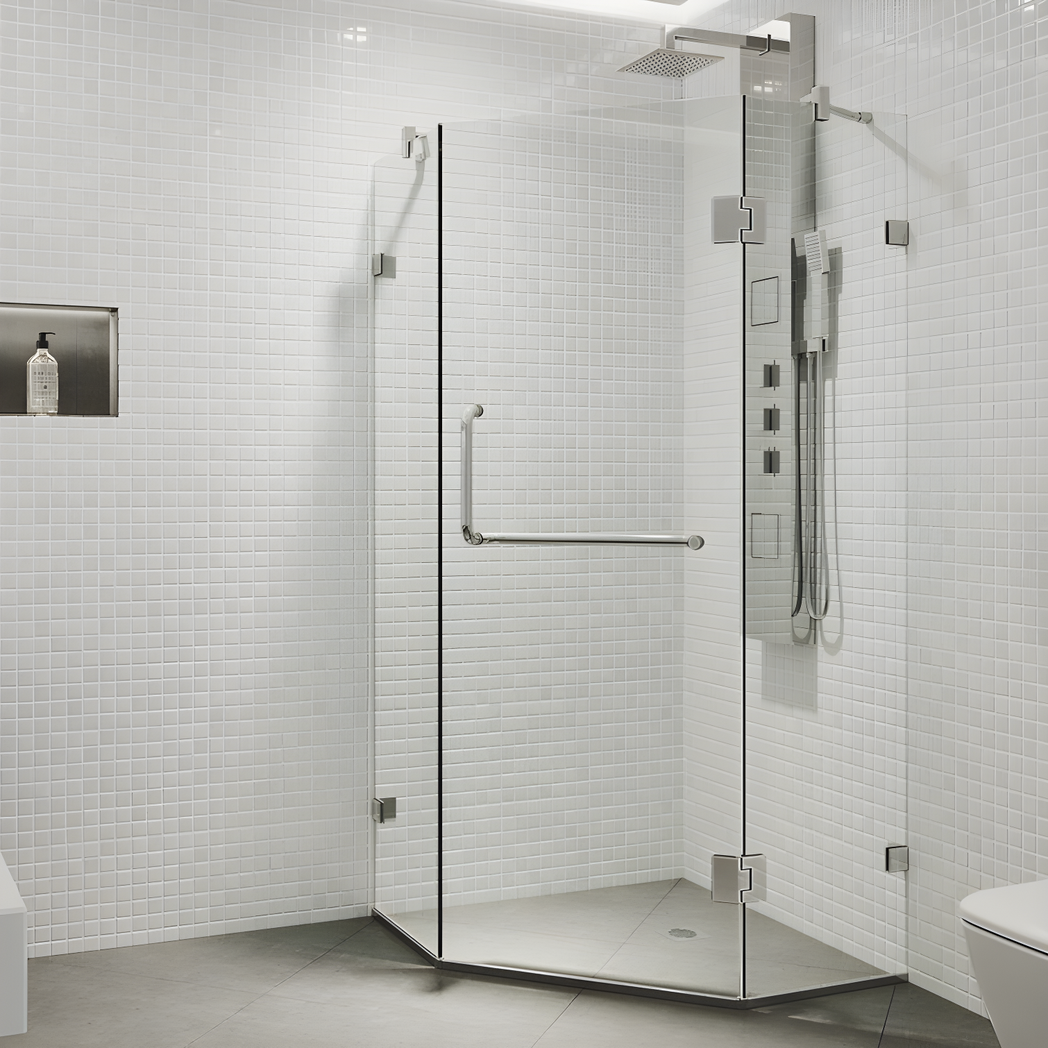 VIGO Piedmont 34" W x 34" D x 73" H Hinged Frameless Shower Enclosure with 3/8  Clear Glass VG6062CHCL36