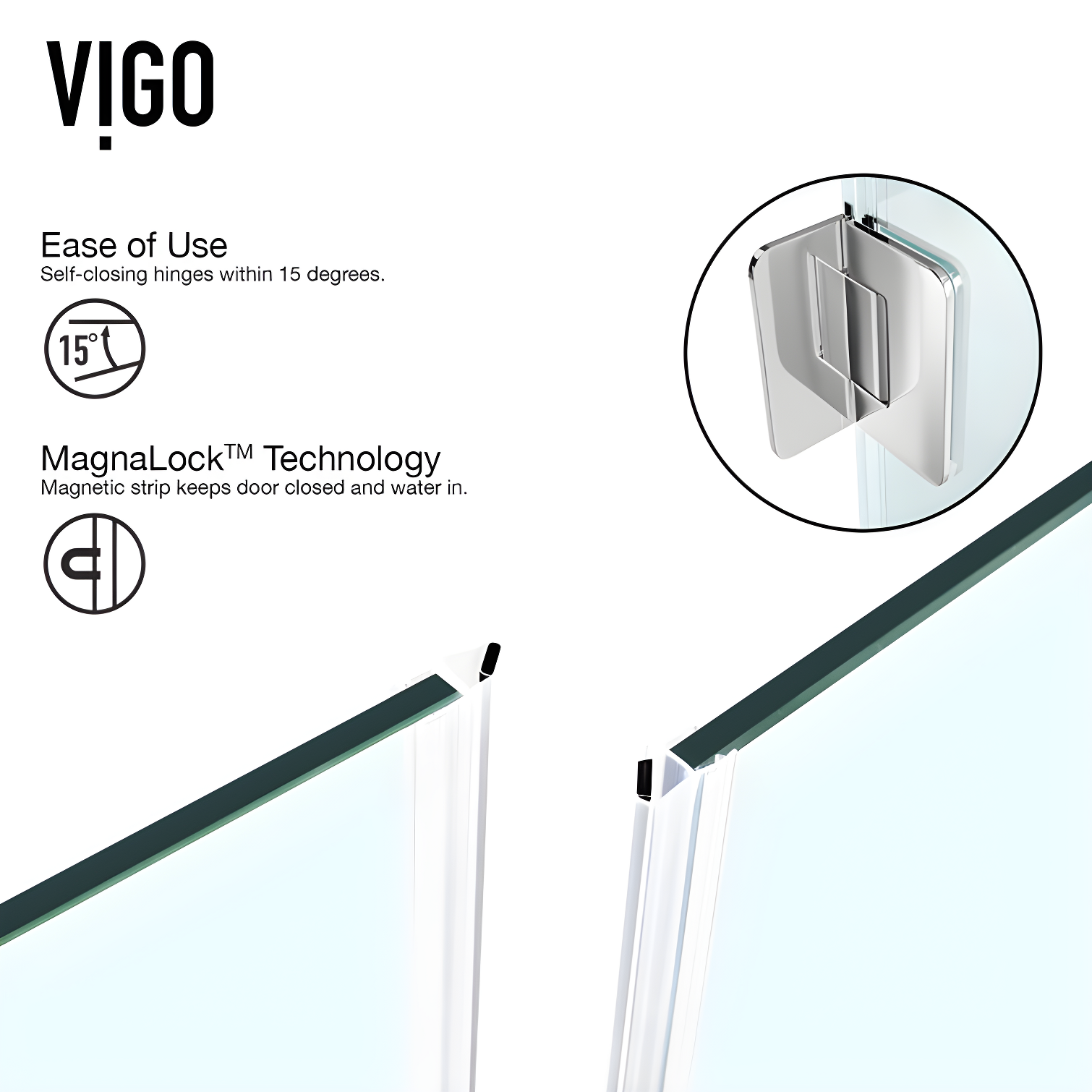 VIGO Piedmont 34" W x 34" D x 73" H Hinged Frameless Shower Enclosure with 3/8  Clear Glass VG6062CHCL36