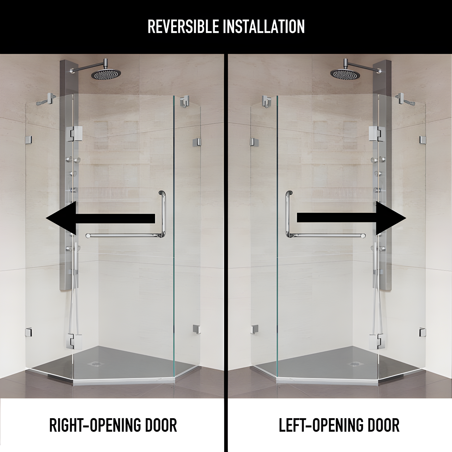 VIGO Piedmont 34" W x 34" D x 73" H Hinged Frameless Shower Enclosure with 3/8  Clear Glass VG6062CHCL36