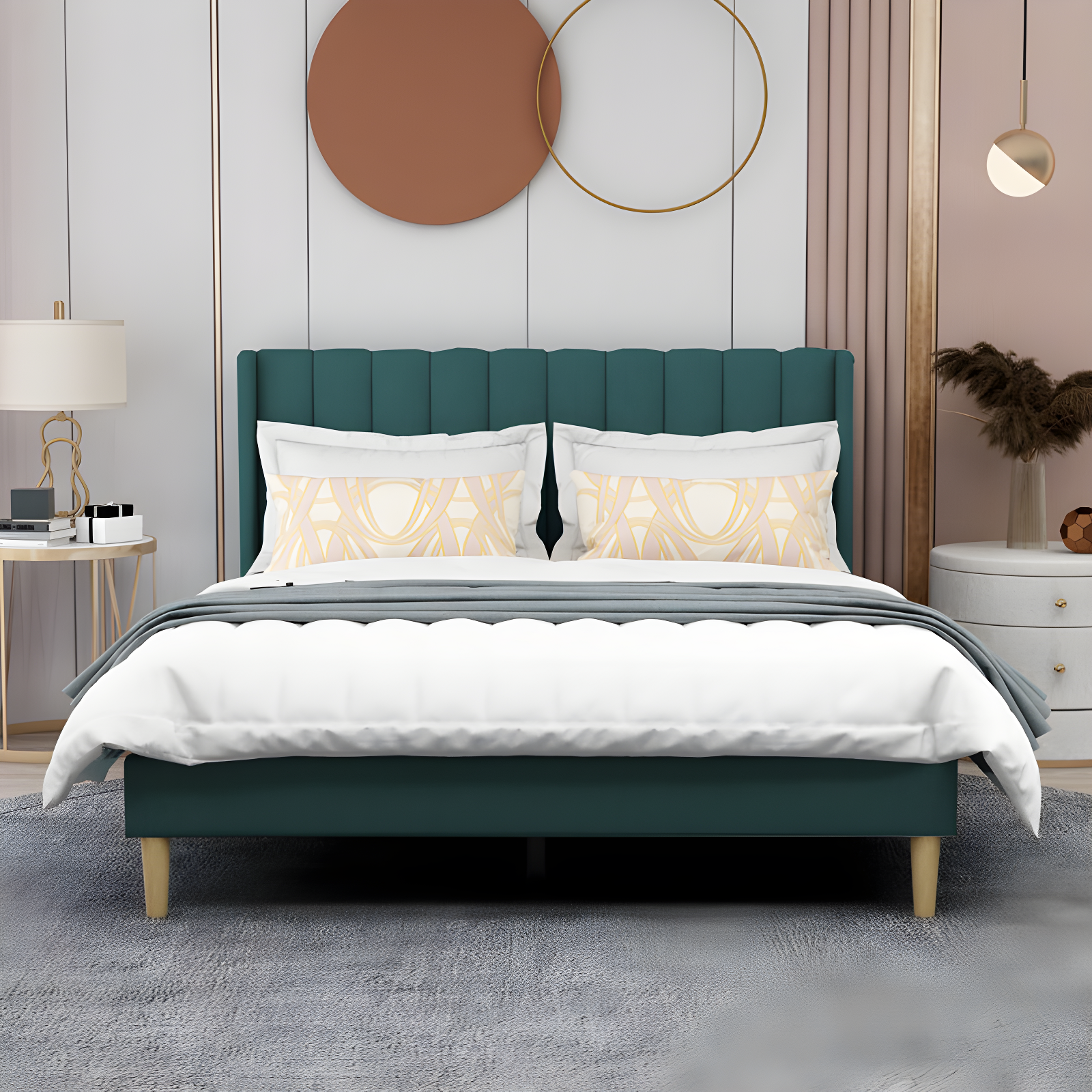 Wade Logan® Eriksay Low Profile Upholstered Platform Bed with Wingback Headboard