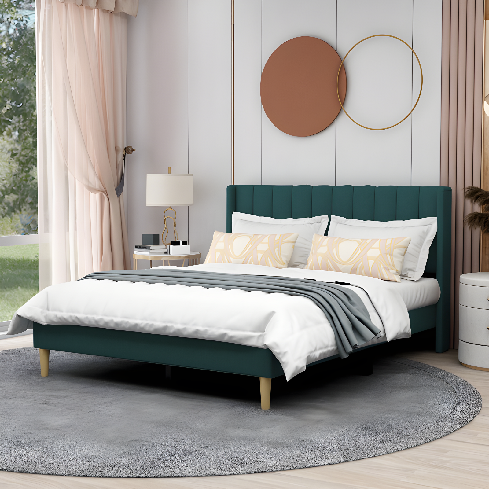 Wade Logan® Eriksay Low Profile Upholstered Platform Bed with Wingback Headboard