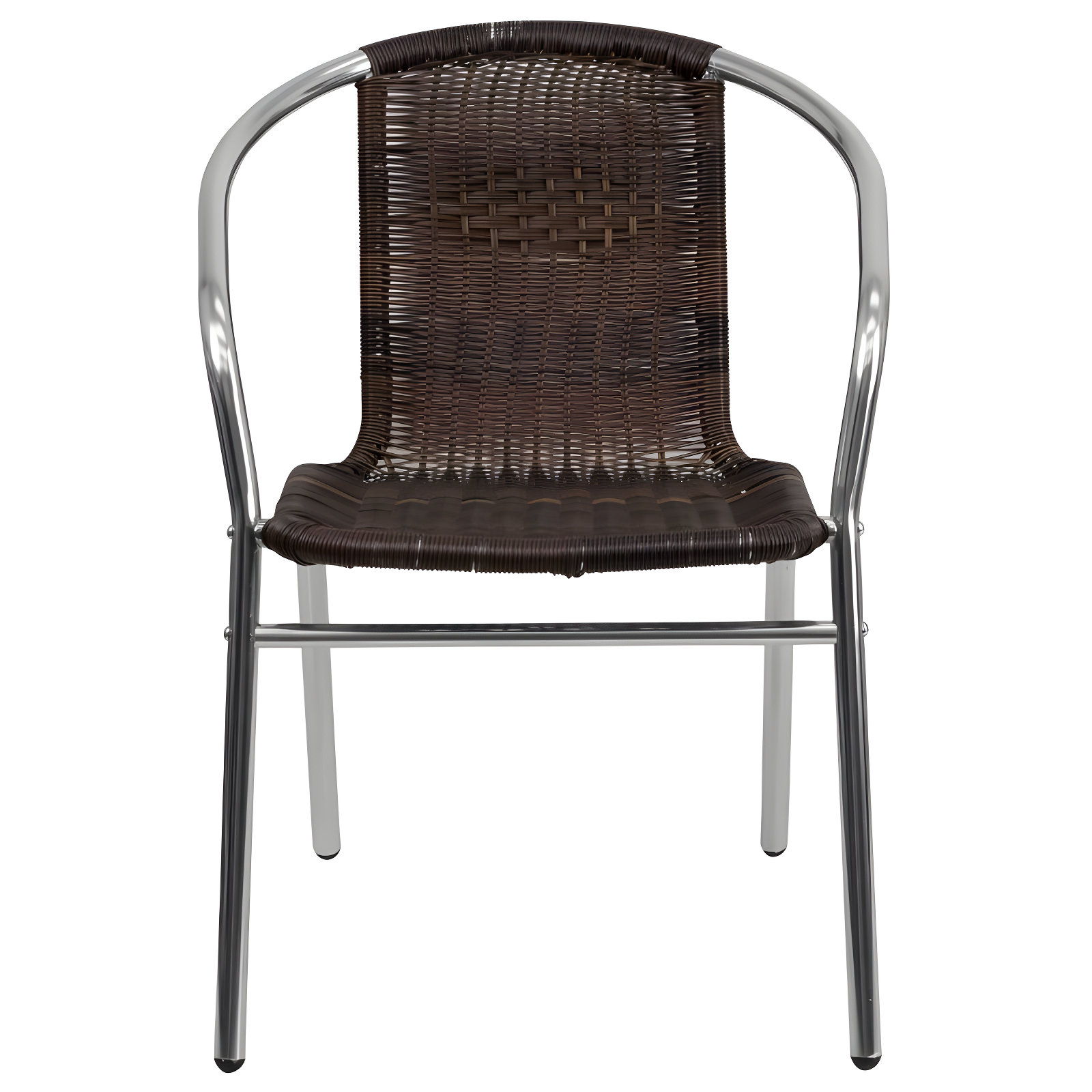 Flash Furniture Aluminum and Rattan Commercial Indoor-Outdoor Restaurant Stack Chair (Set of 2)