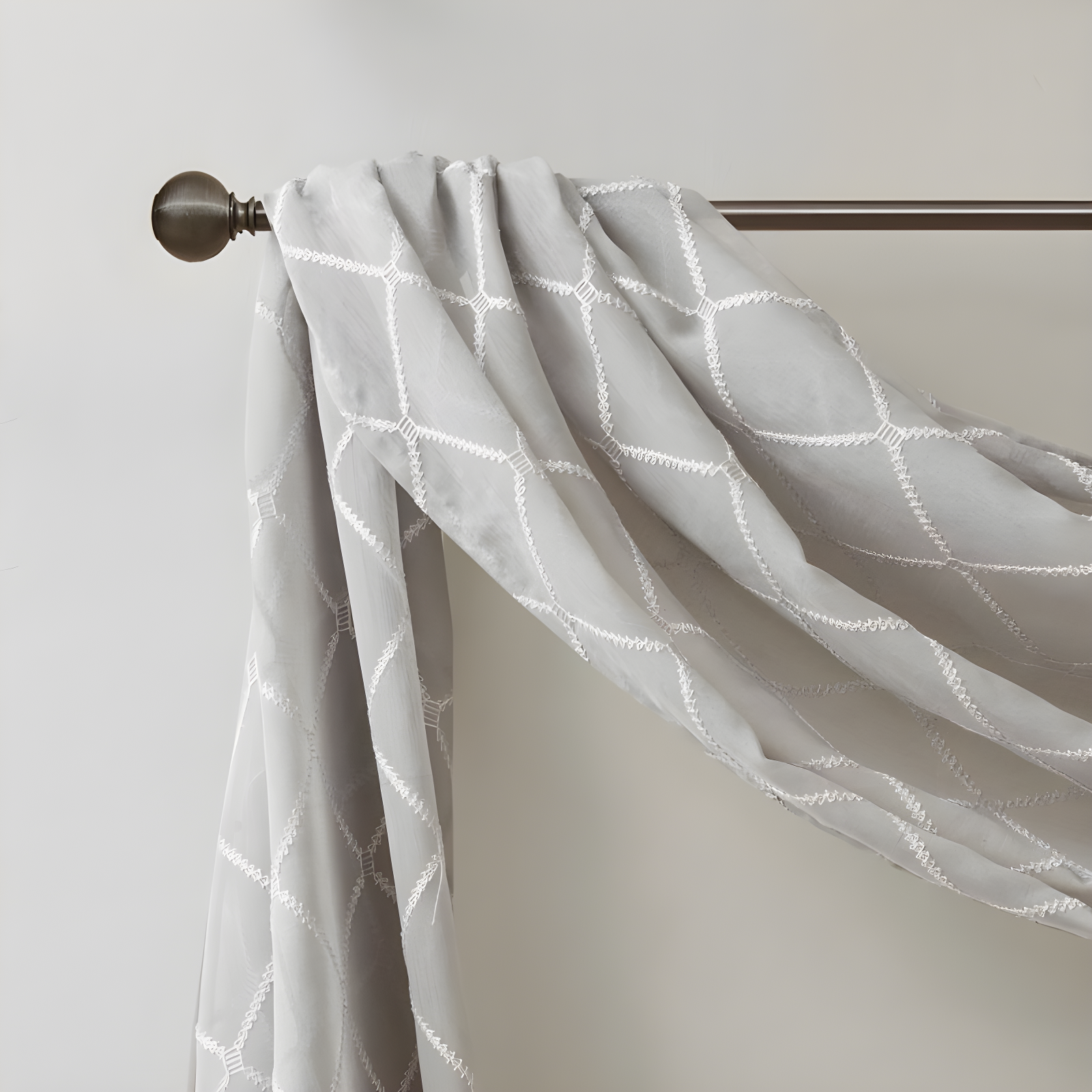 Madison Park Irina Solid Sheer Embroidered Window Scarf