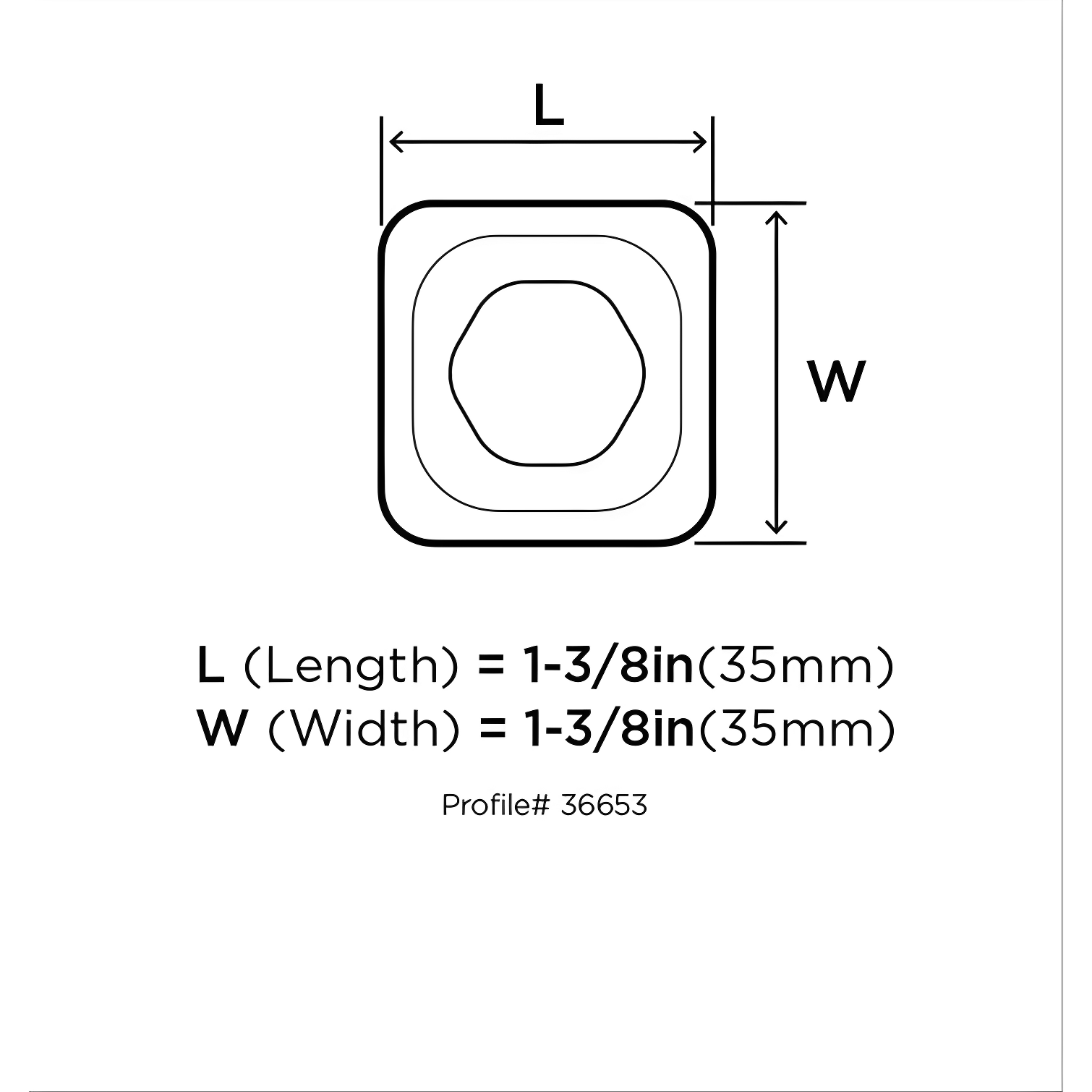 Glacio 1 3/8" Length Square Knob