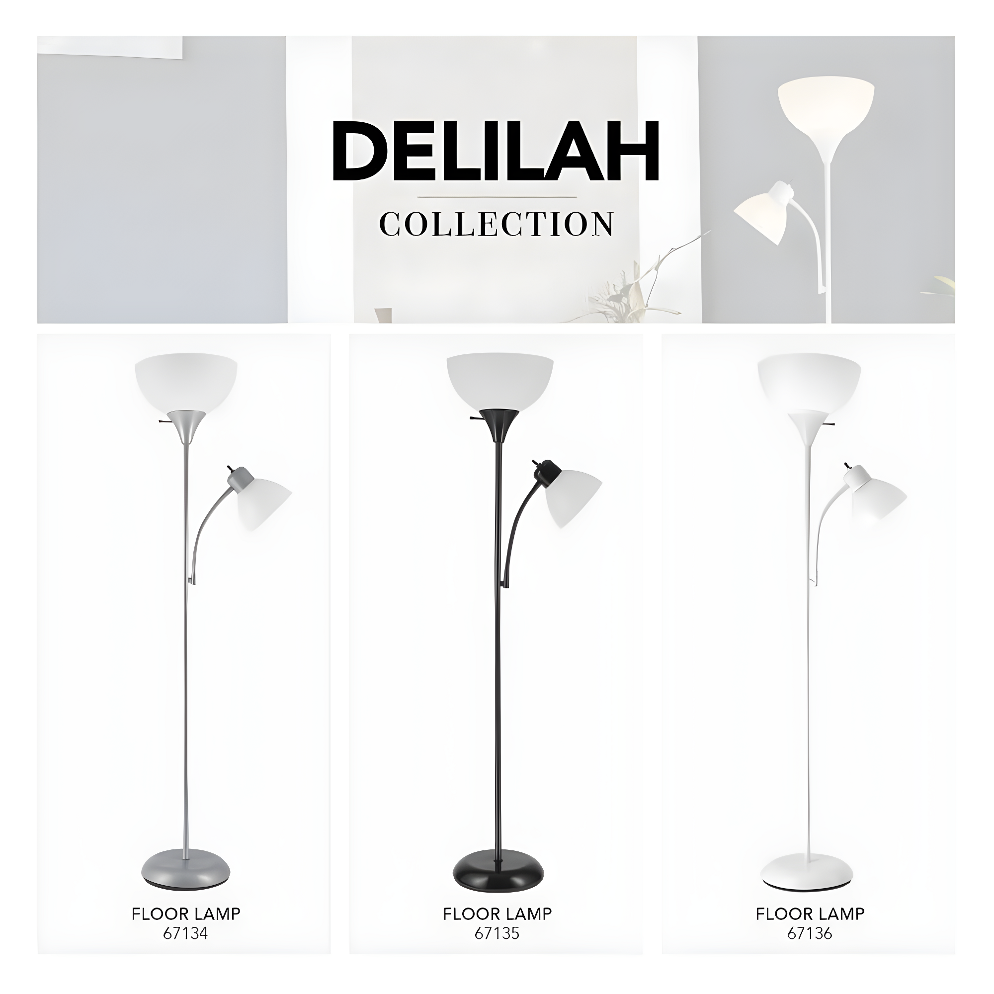 Globe Electric Delilah 72 in. Matte Black Color Torchiere Floor Lamp